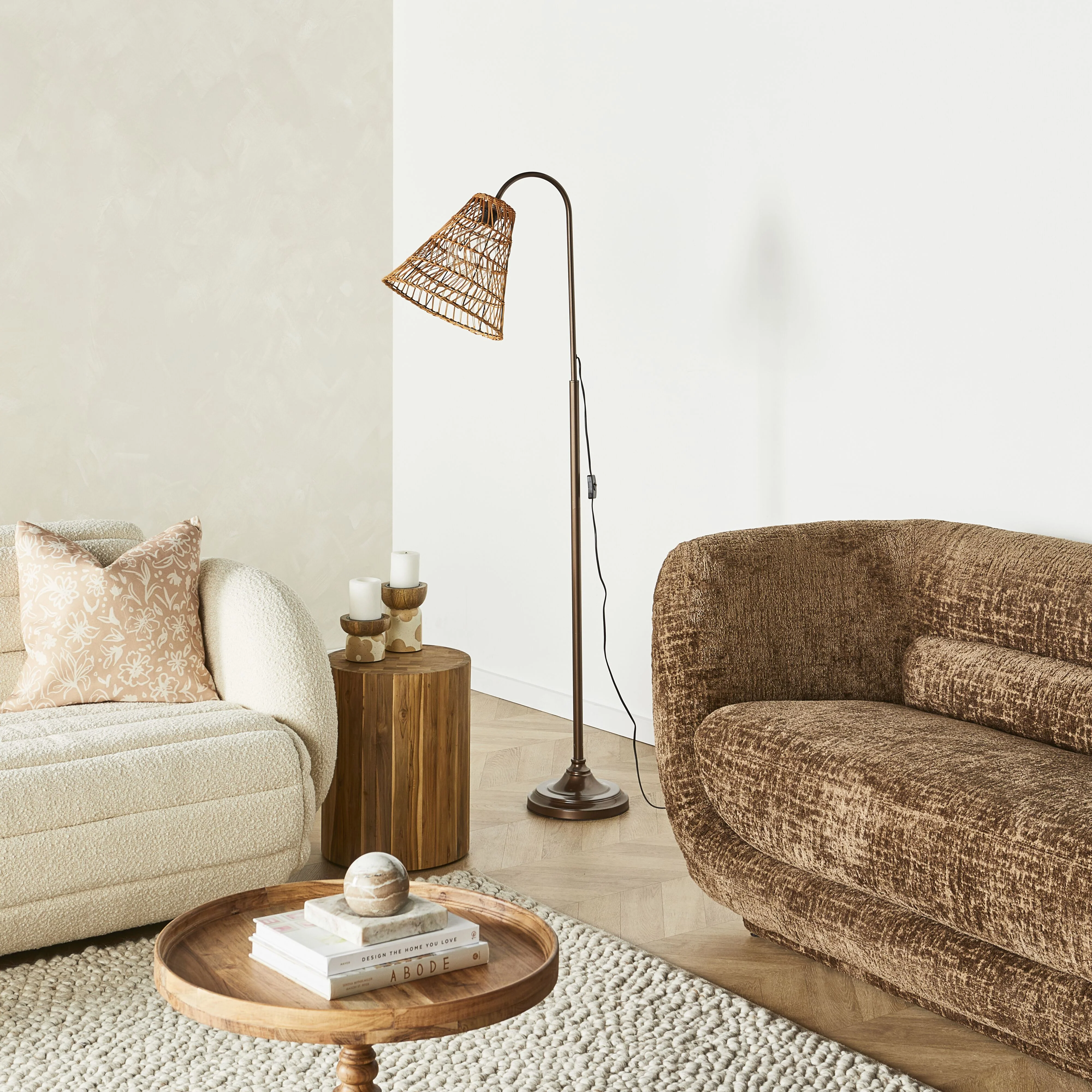 Lareina Rattan Woven Bell Shade Floor Lamp 150x40cm - Image 5