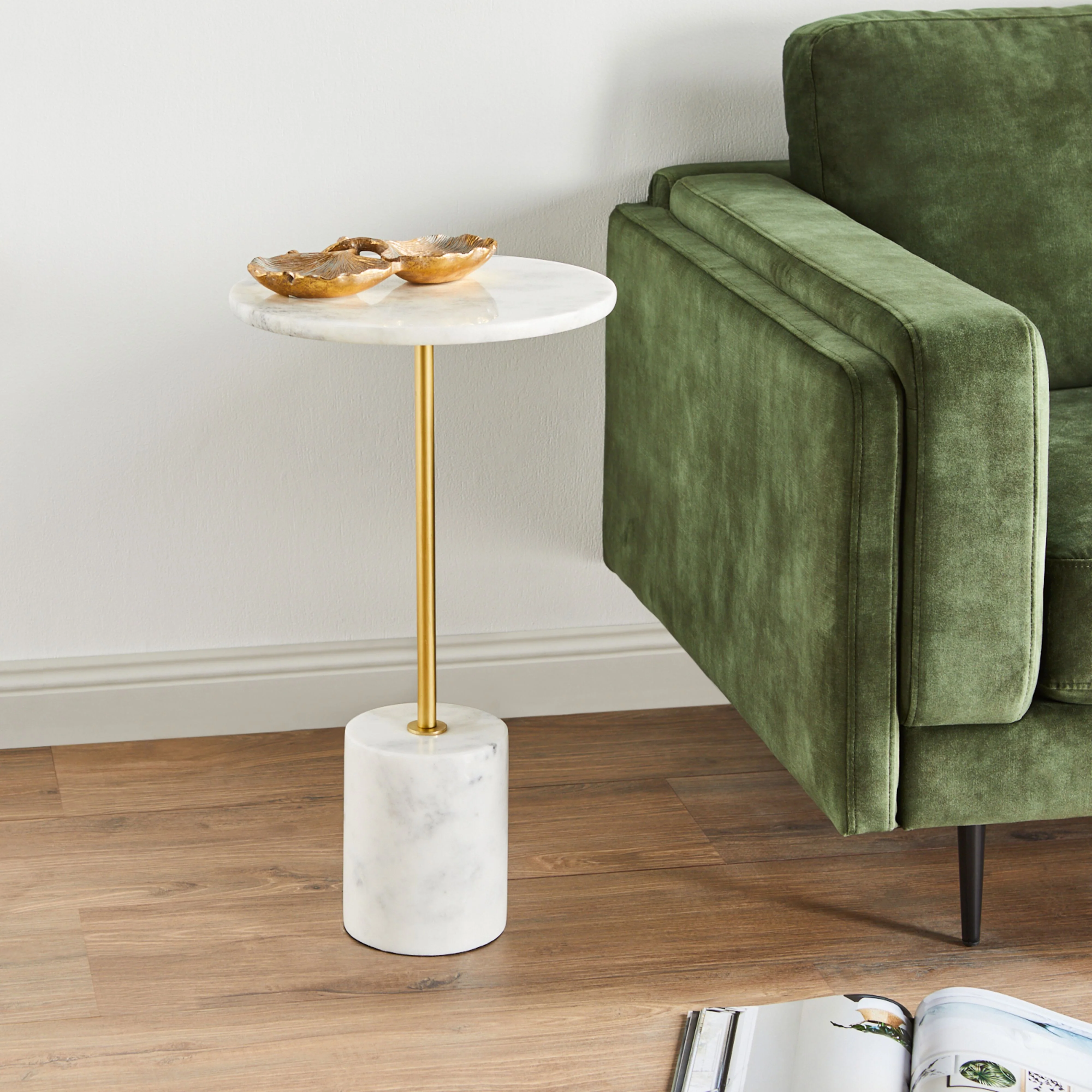 Layla White Marble Round Side Table Large 35.5x61.5cm - Image 4