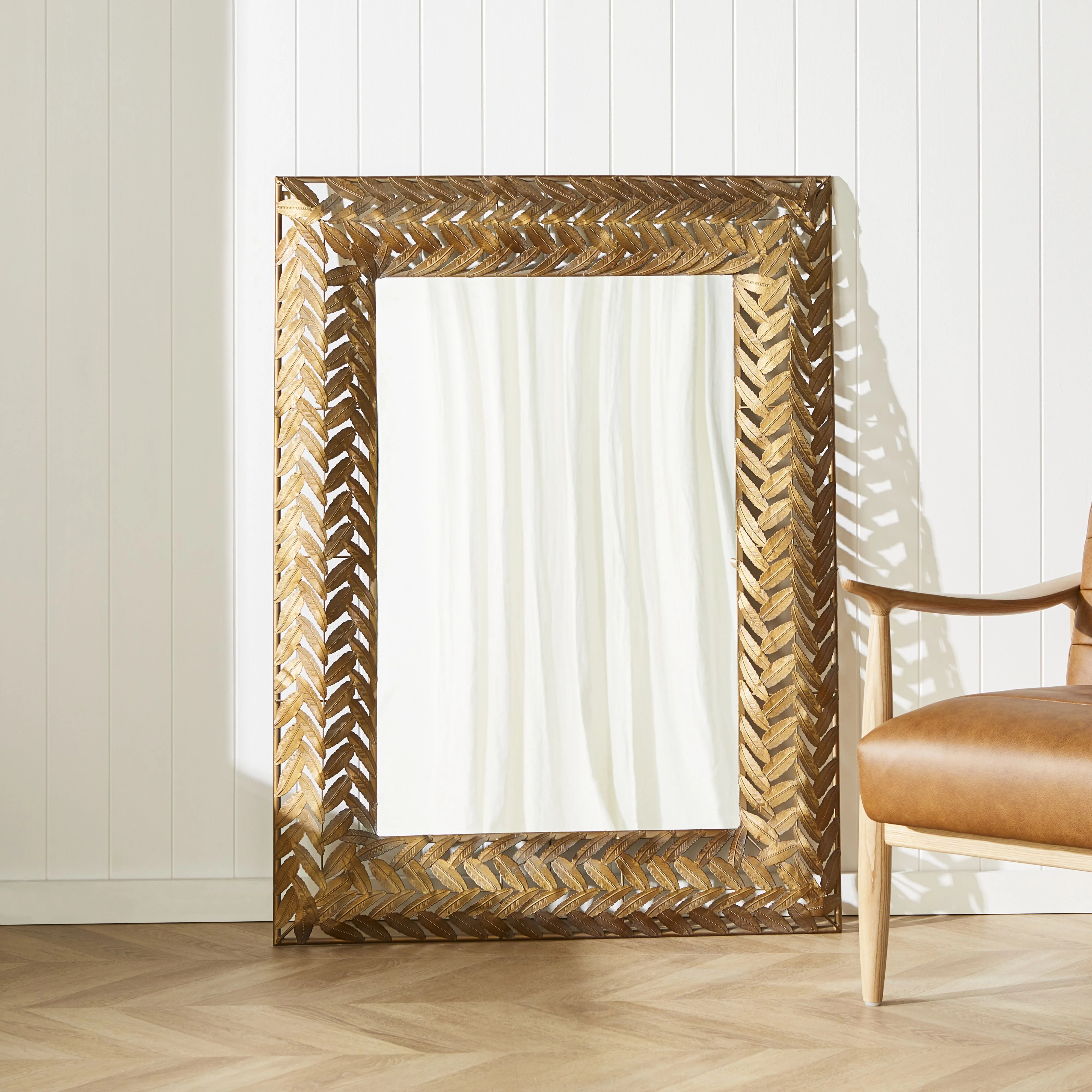 Leaf Rectangle Gold Mirror 120x90cm - Image 3