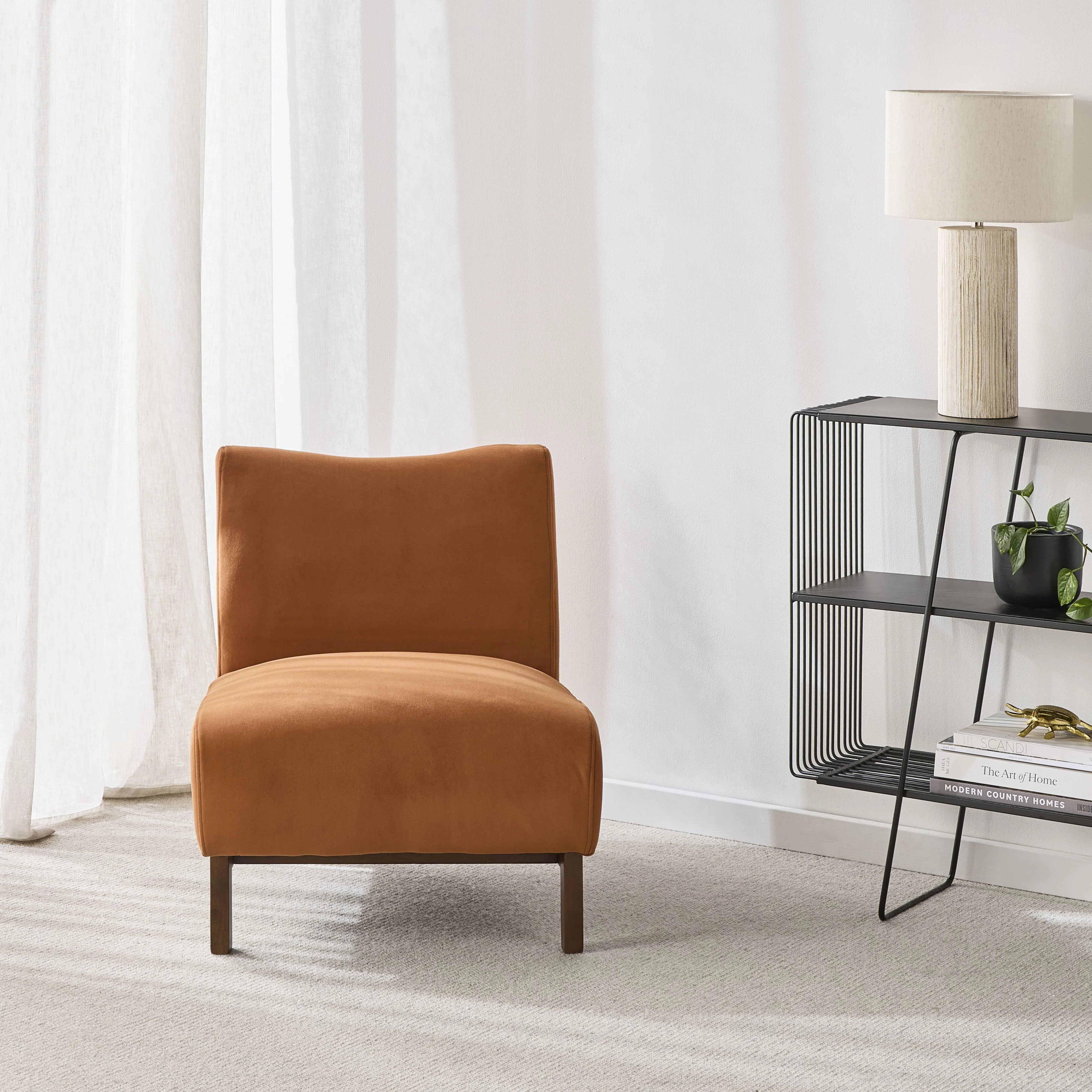 Lenne Occasional Chair Velvet Burnt Orange - Image 8