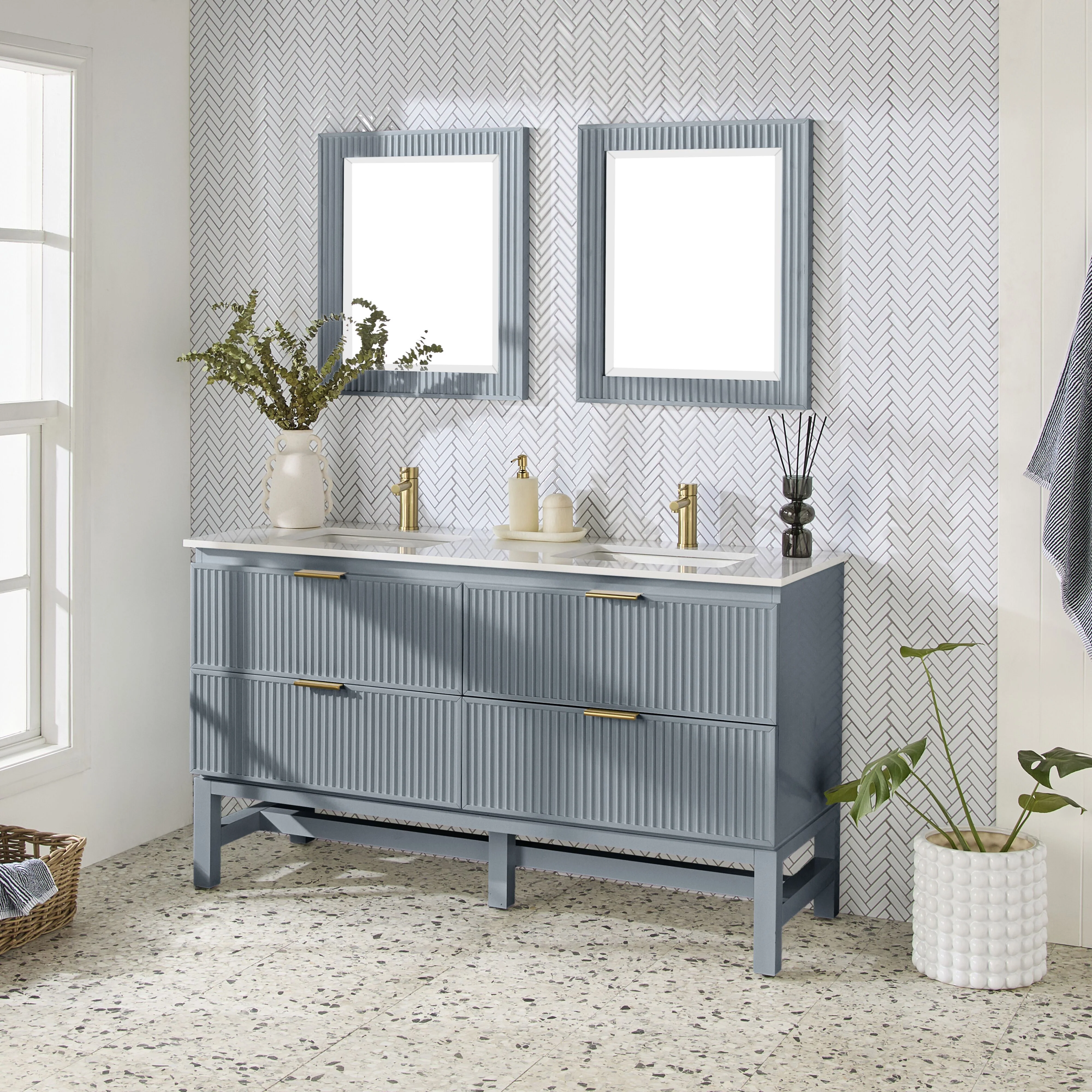 Lennox Double Vanity Slate Blue 1550mm - Image 10