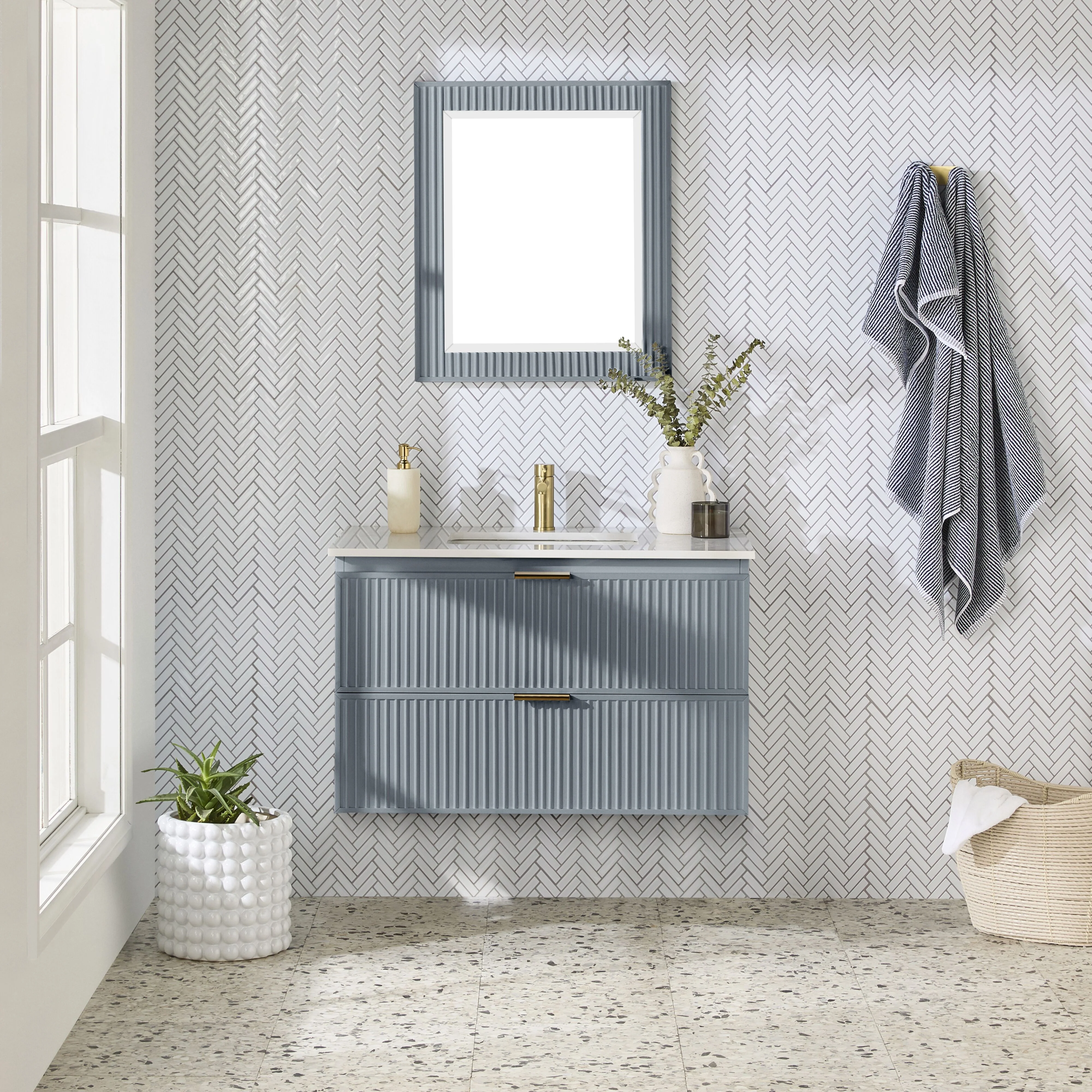 Lennox Single Vanity Slate Blue 940mm - Image 12