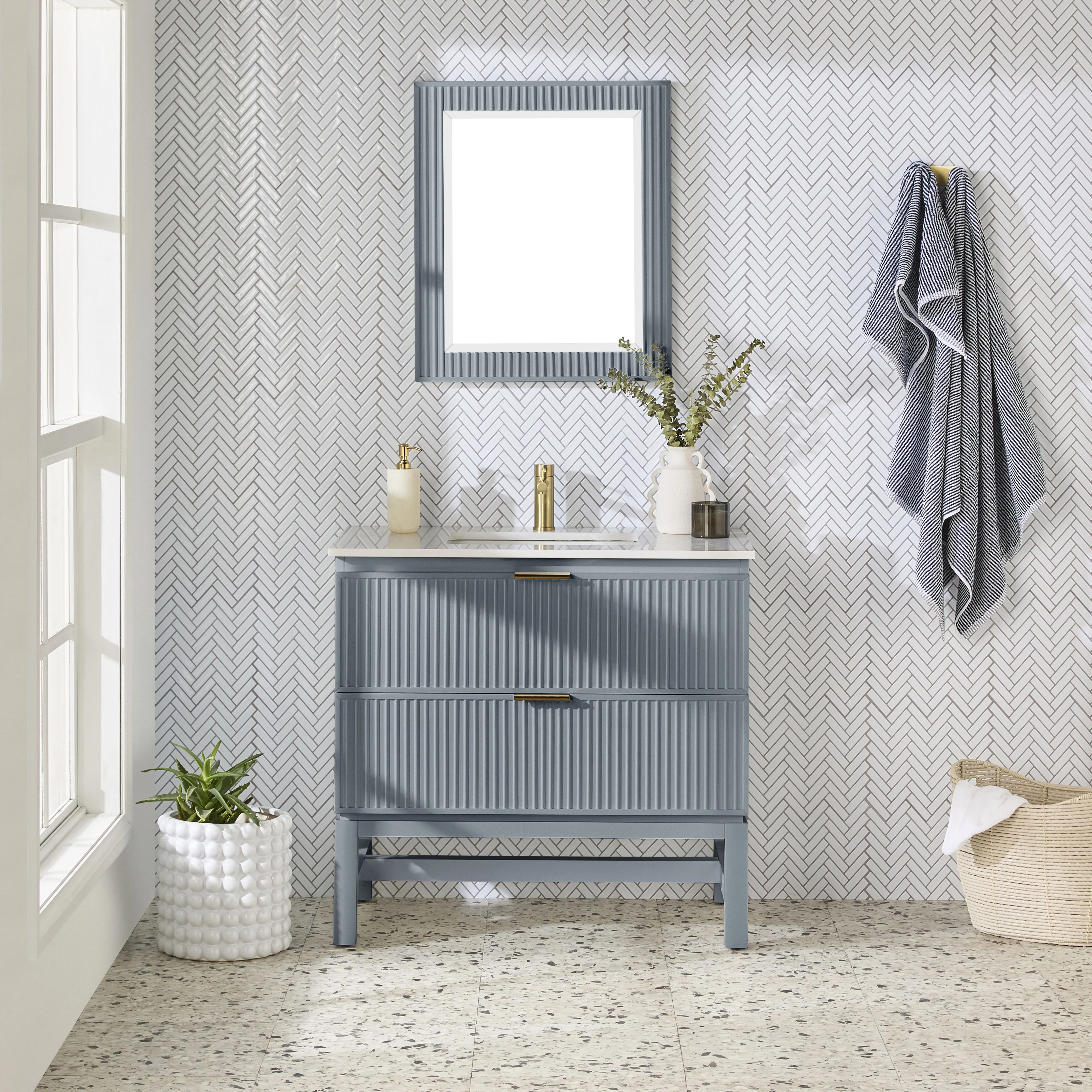 Lennox Single Vanity Slate Blue 940mm - Image 9