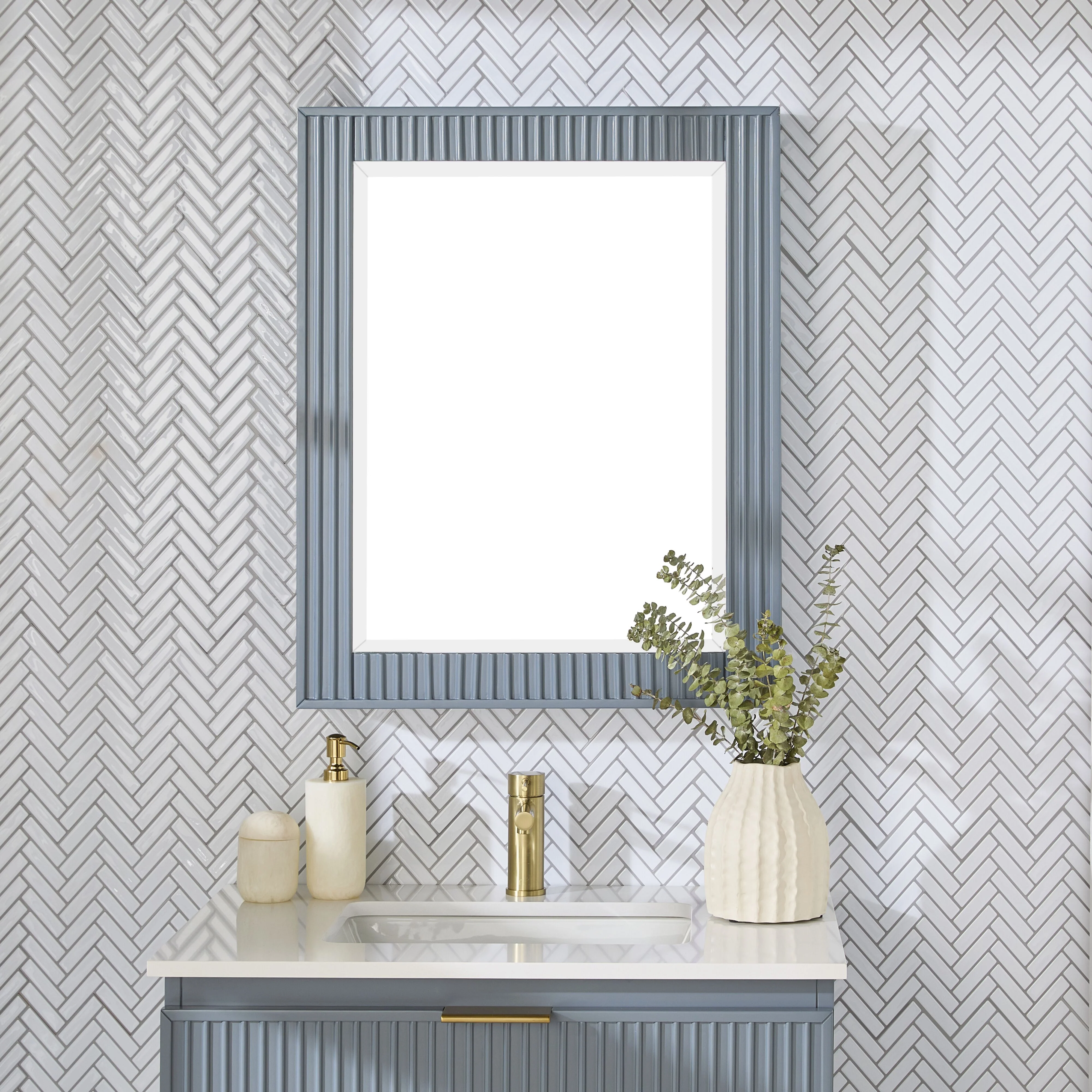 Lennox Vanity Mirror Cabinet Slate Blue 610x762mm - Image 5