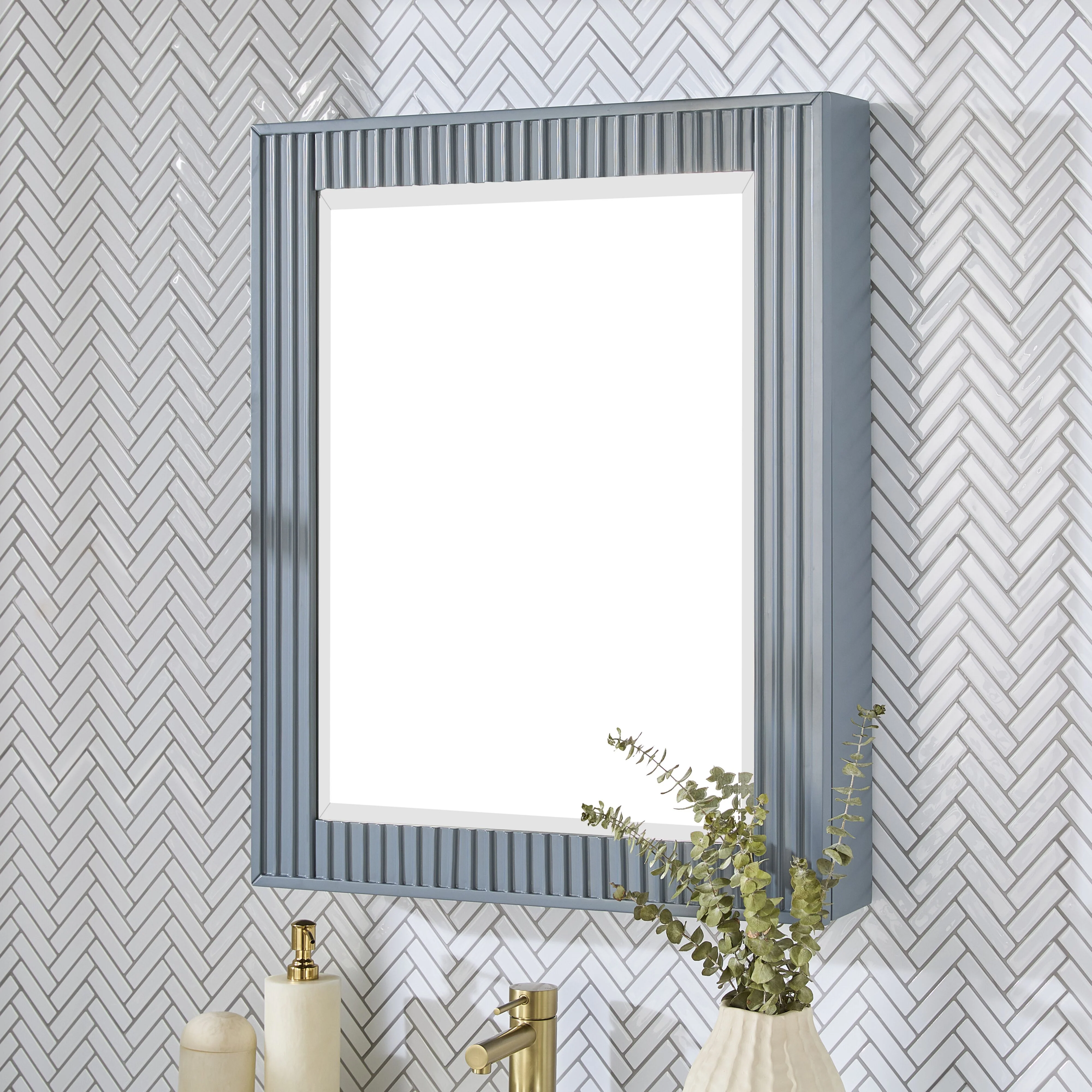 Lennox Vanity Mirror Cabinet Slate Blue 610x762mm - Image 6