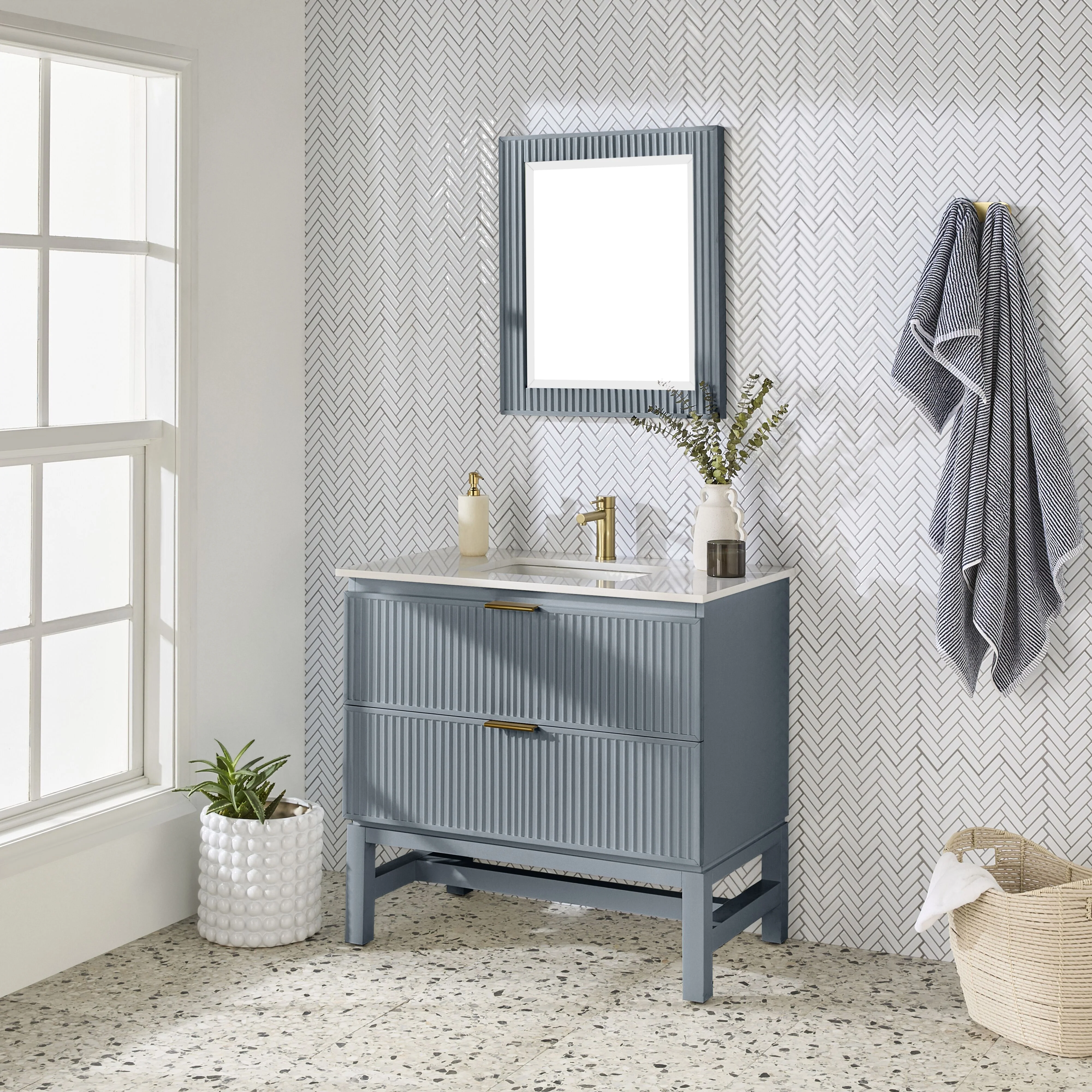 Lennox Vanity Mirror Slate Blue 610x712mm - Image 10