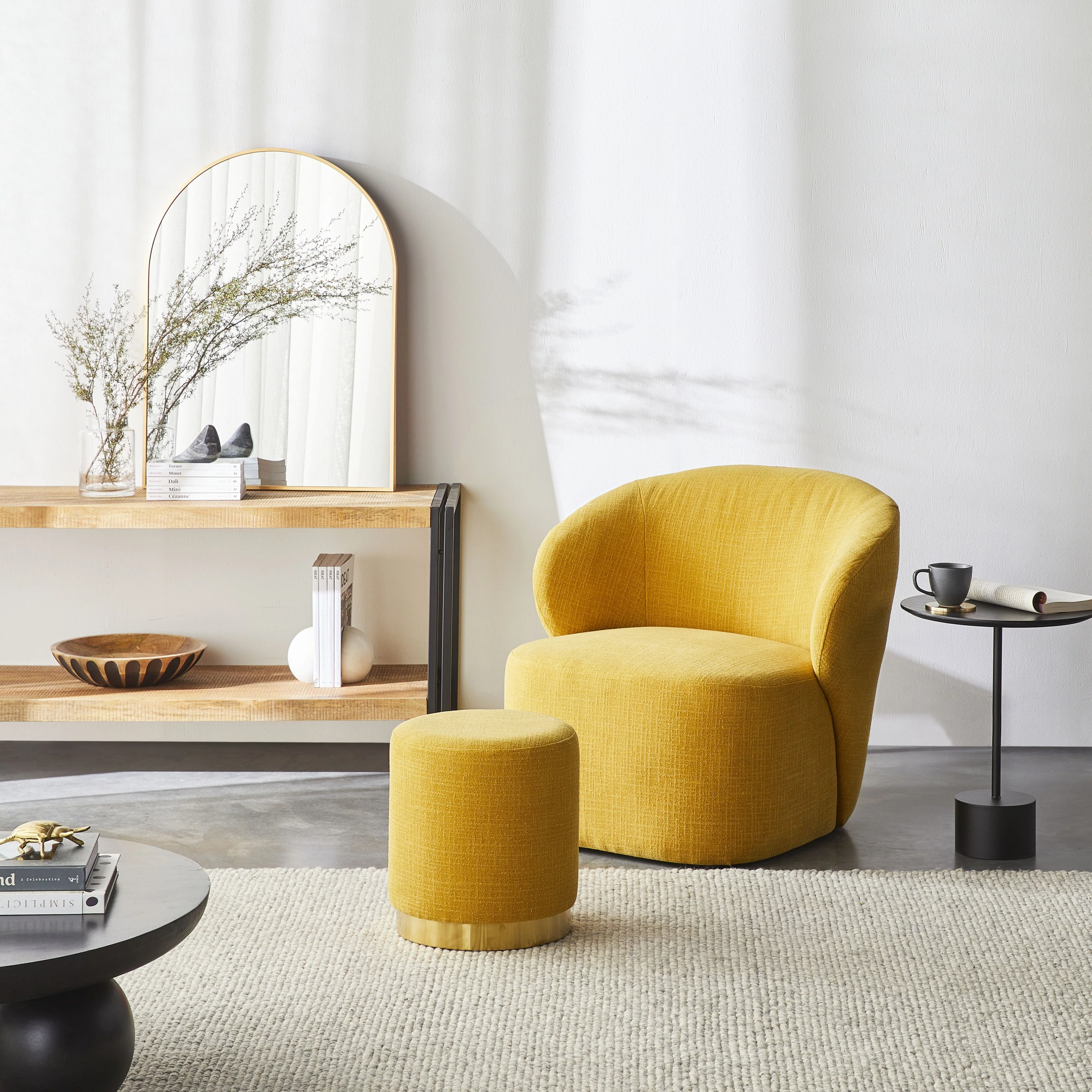 Edie Round Ottoman Solace Mustard - Image 4