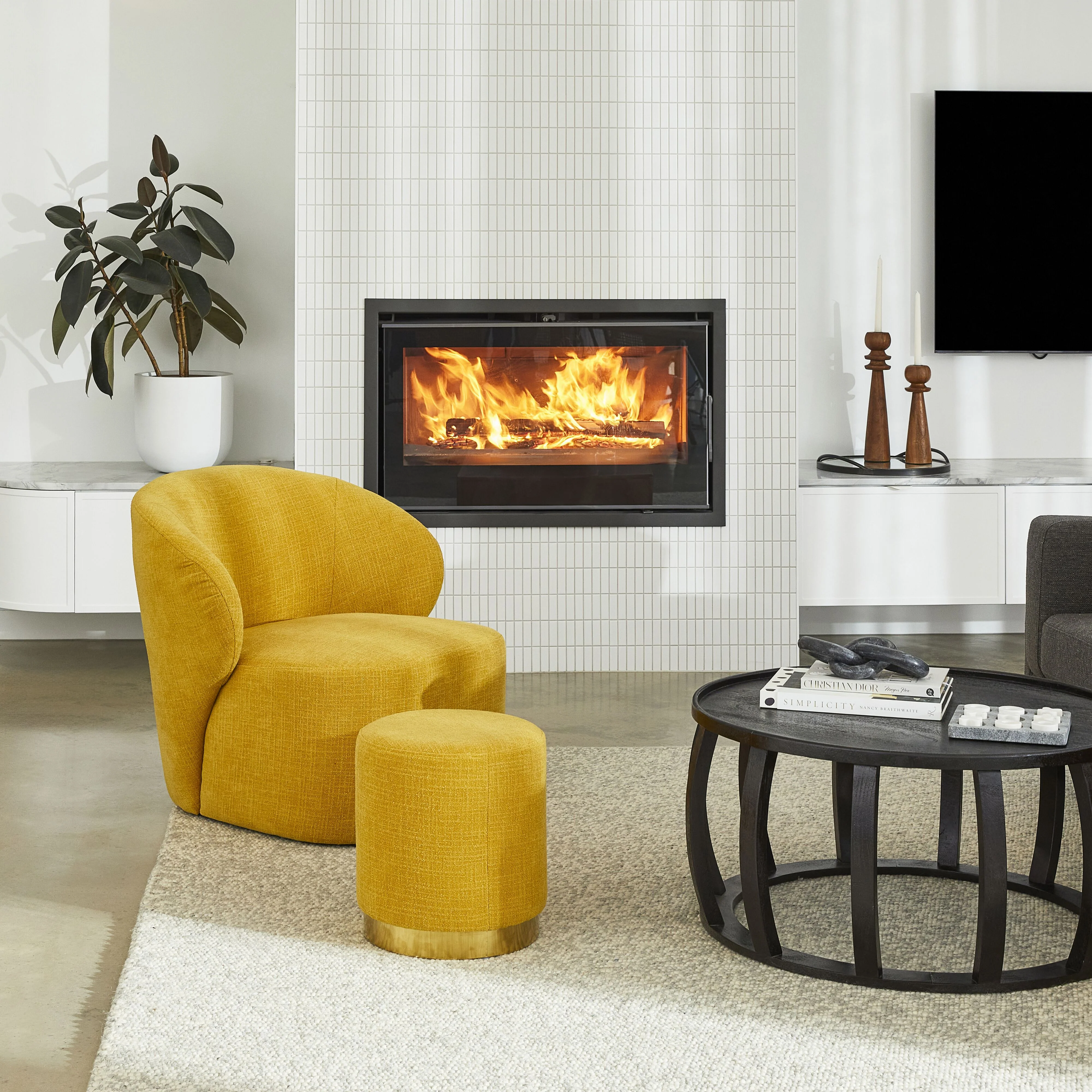 Edie Round Ottoman Solace Mustard - Image 7