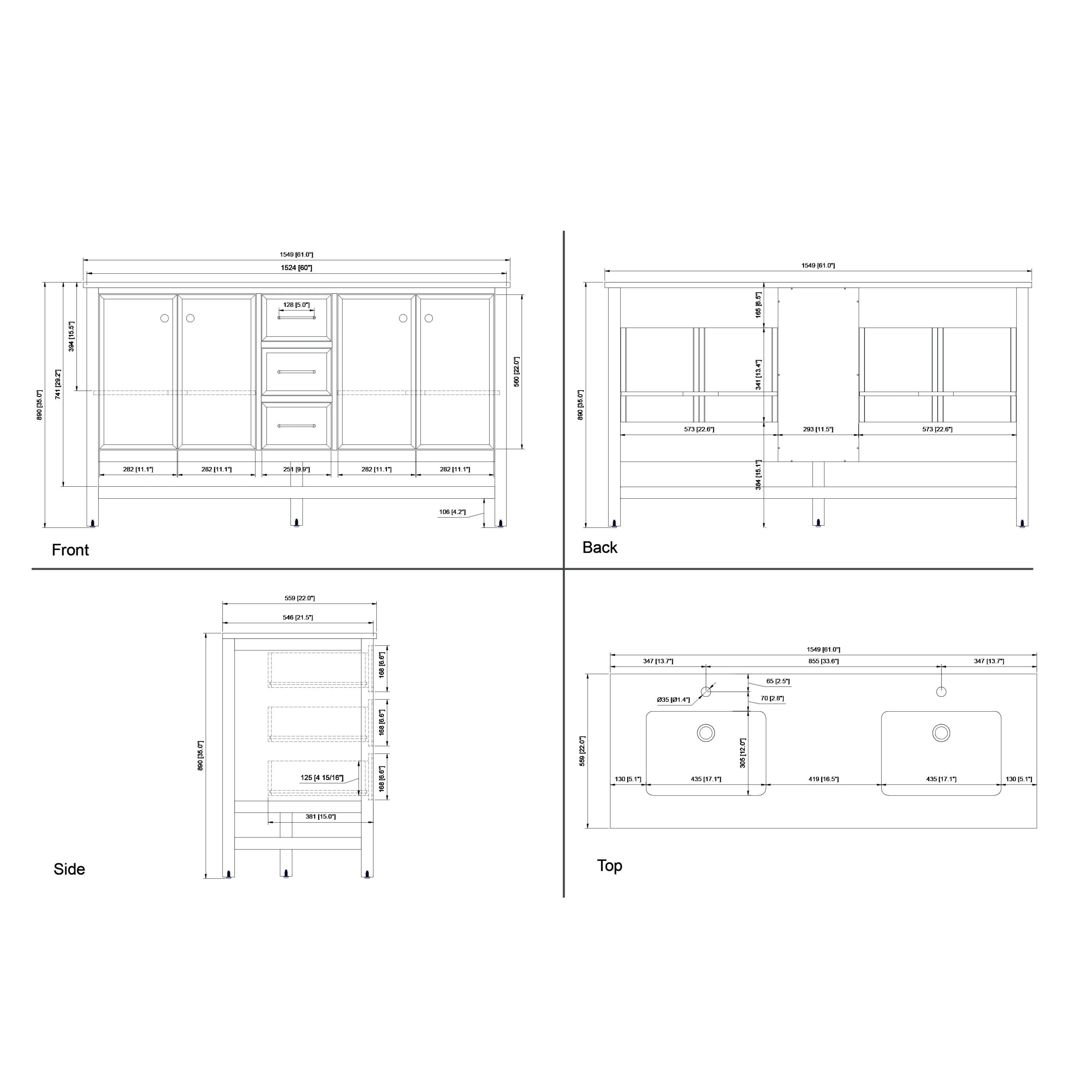 Liam Double Vanity White 1550mm - Image 12