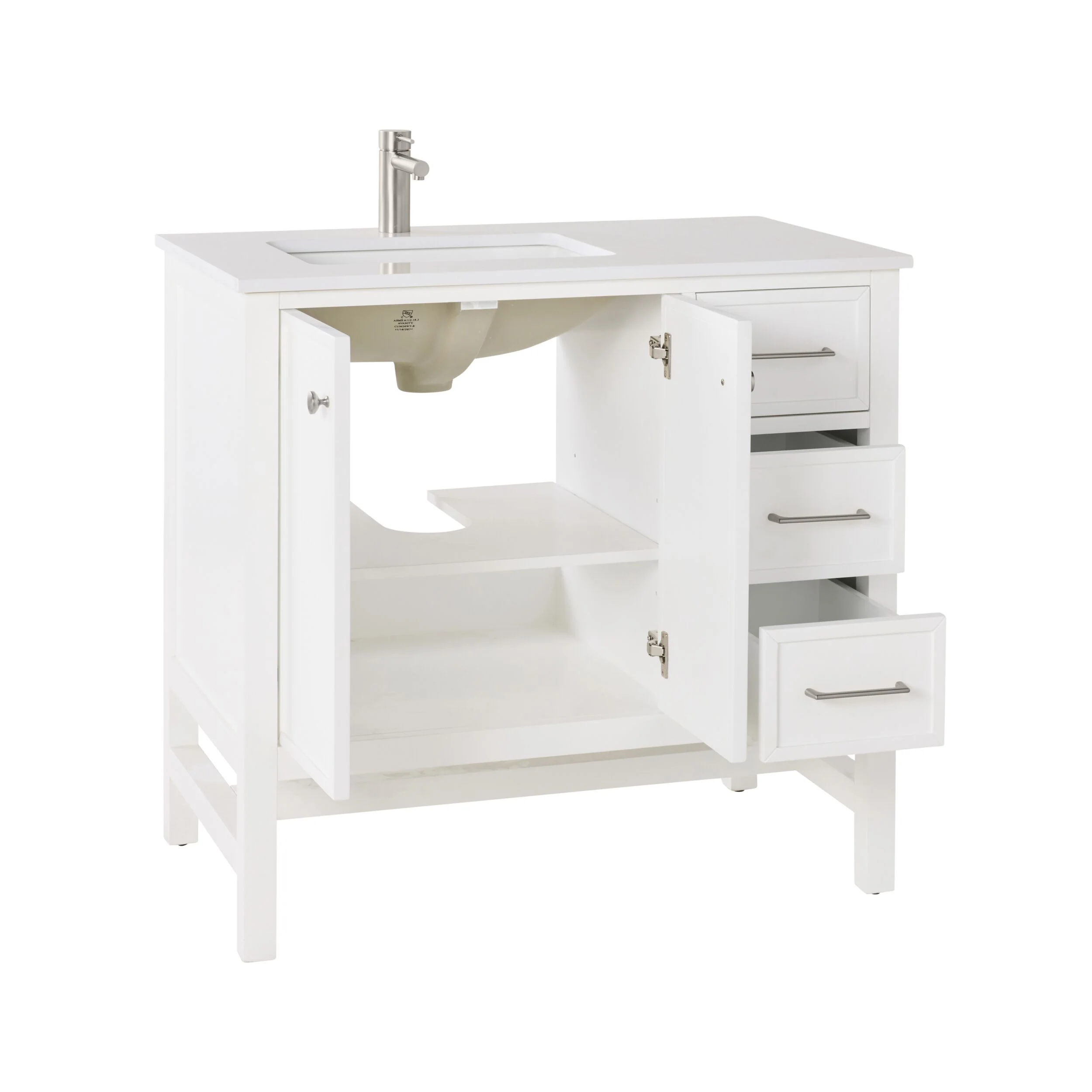 Liam Single Vanity White 940mm - Image 3