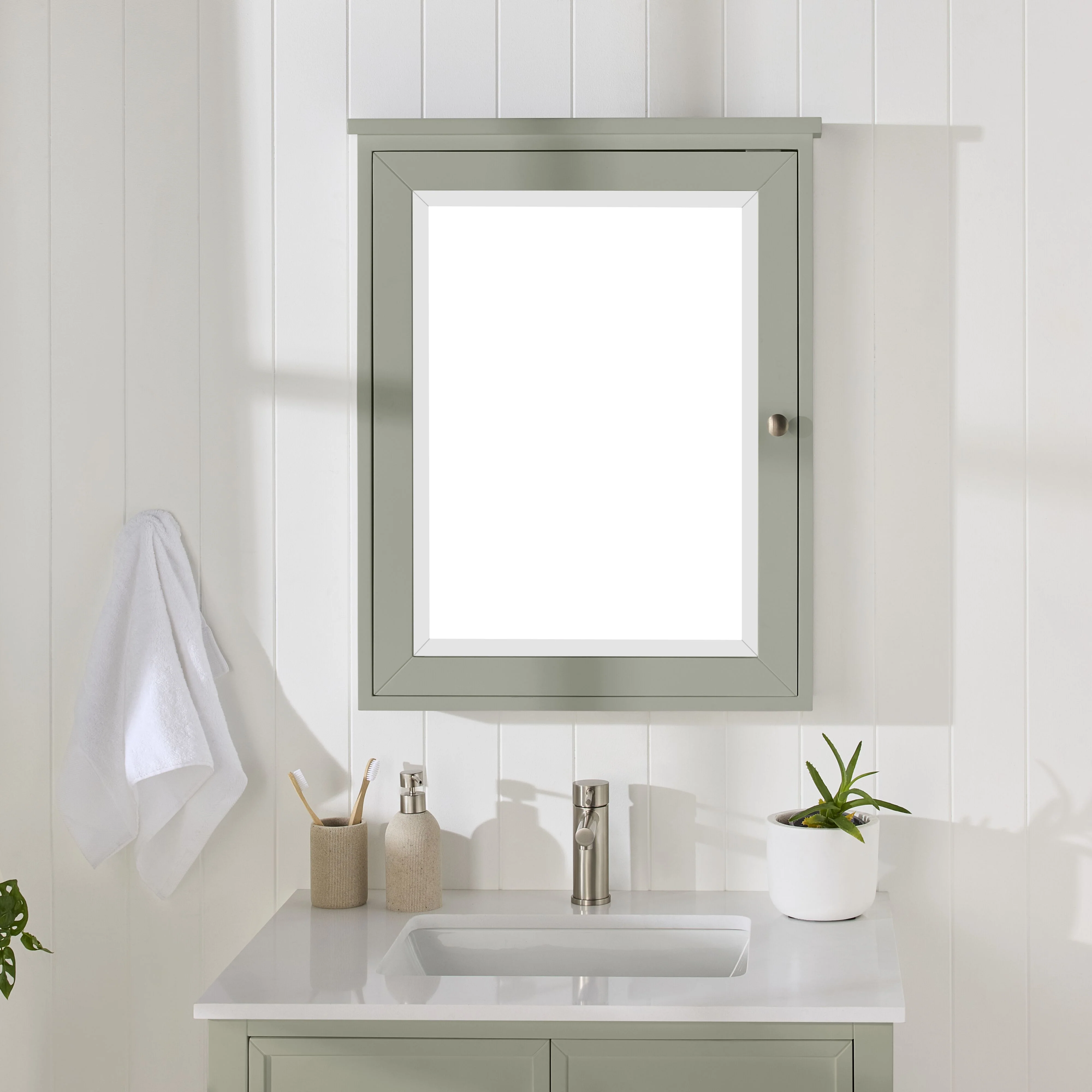 Liam Vanity Mirror Cabinet Evergreen Fog 610x762mm - Image 6