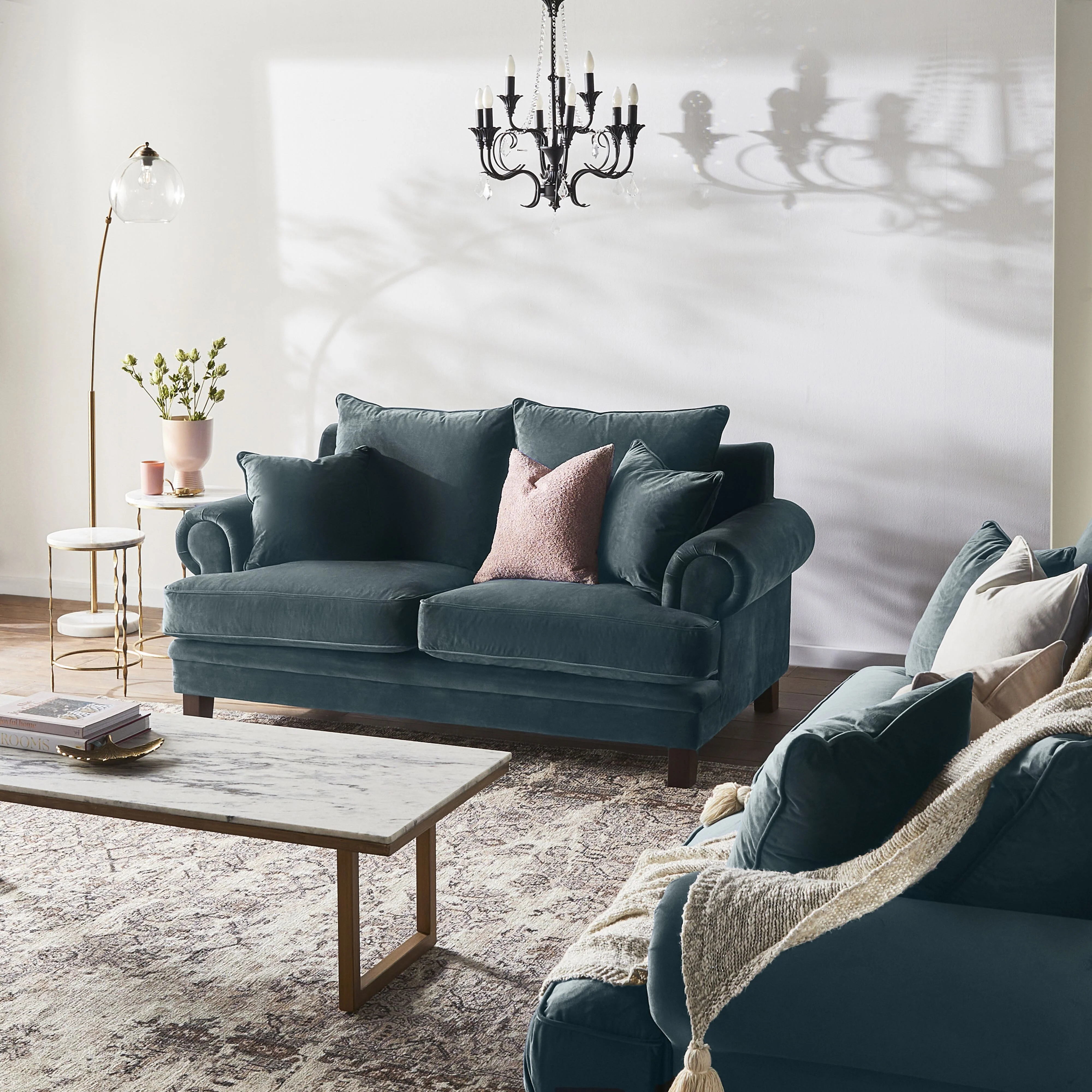 Lisette 2.5 Seater Velvet Sofa Aura Emerald - Image 8