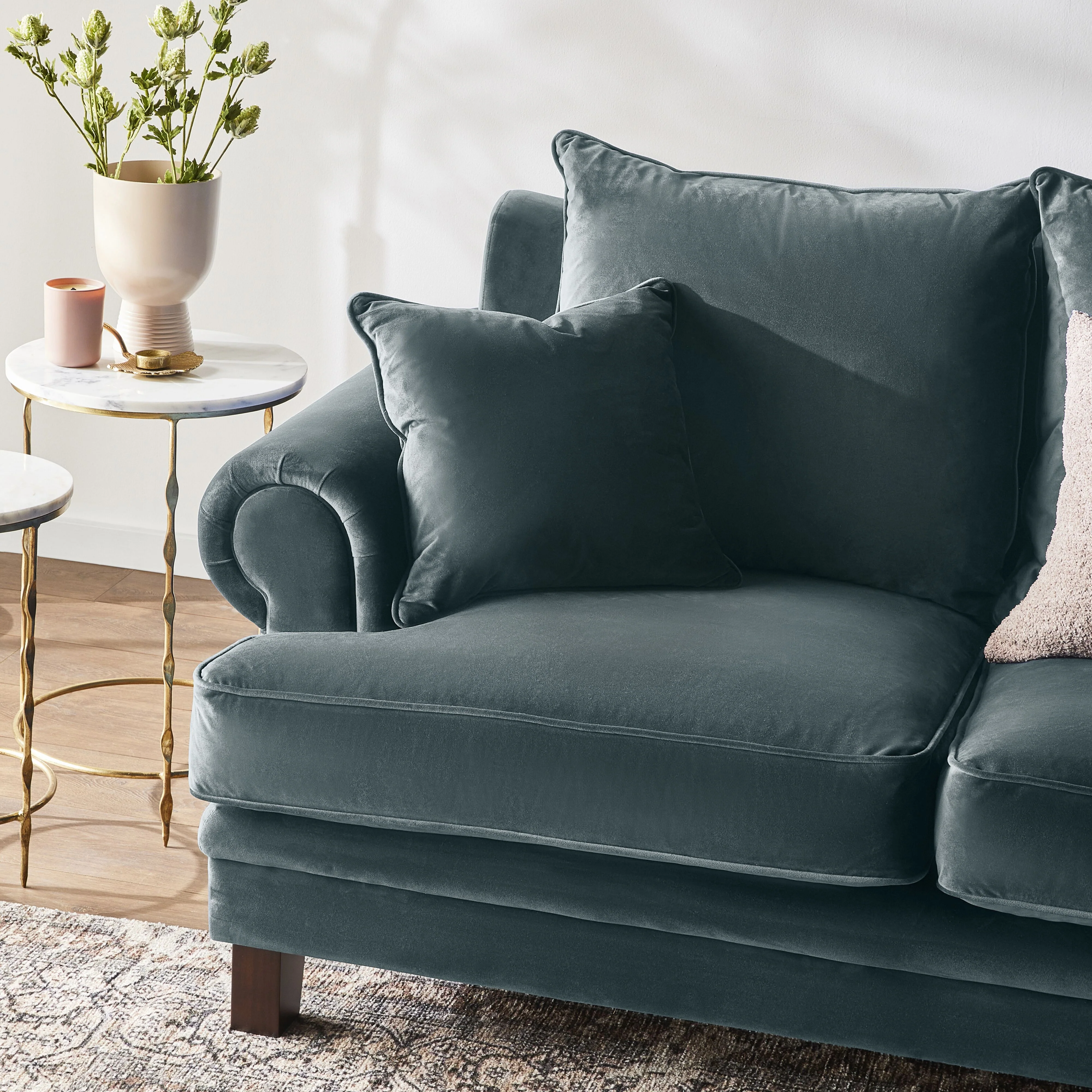 Lisette 2.5 Seater Velvet Sofa Aura Emerald - Image 9
