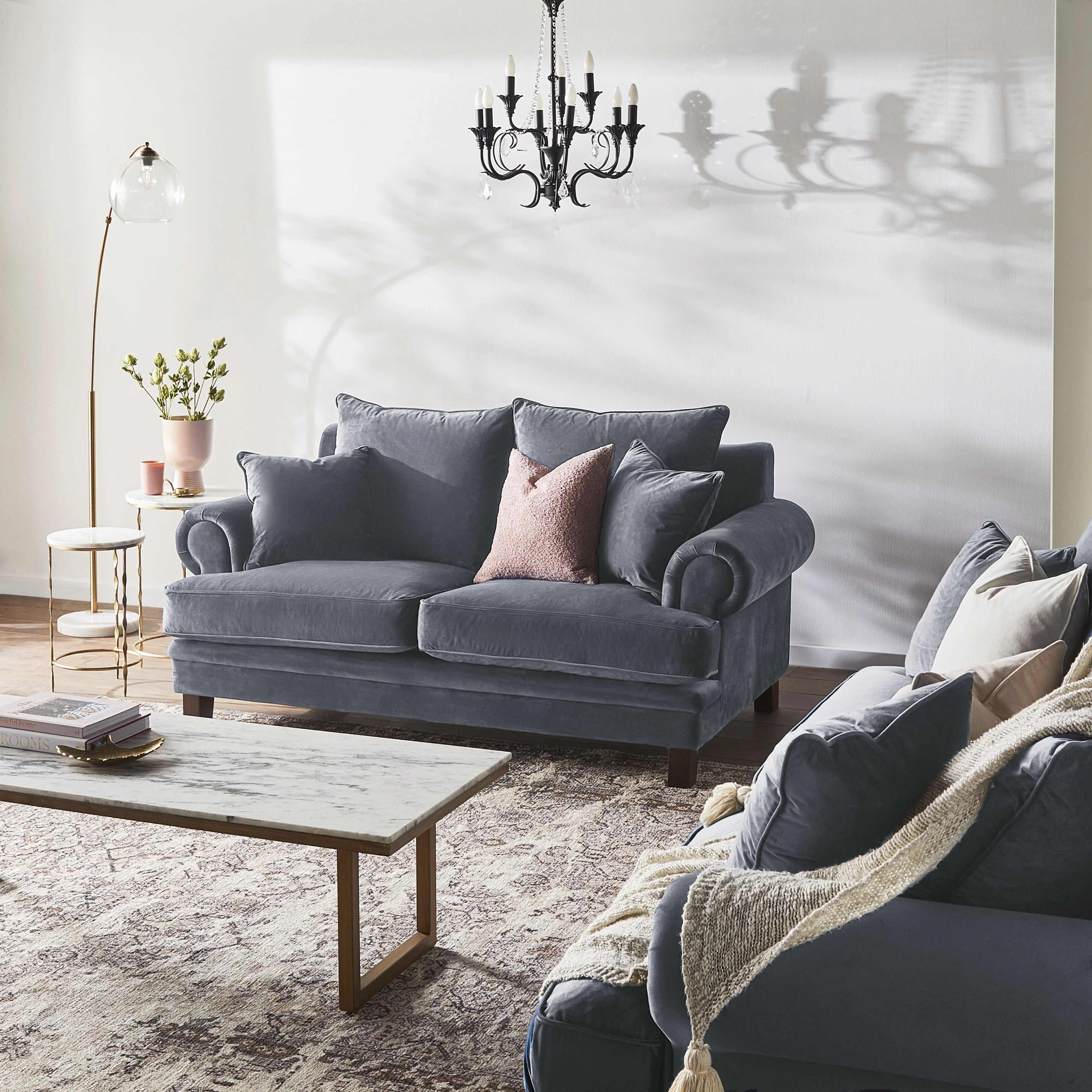 Lisette 2.5 Seater Velvet Sofa Aura Storm - Image 7