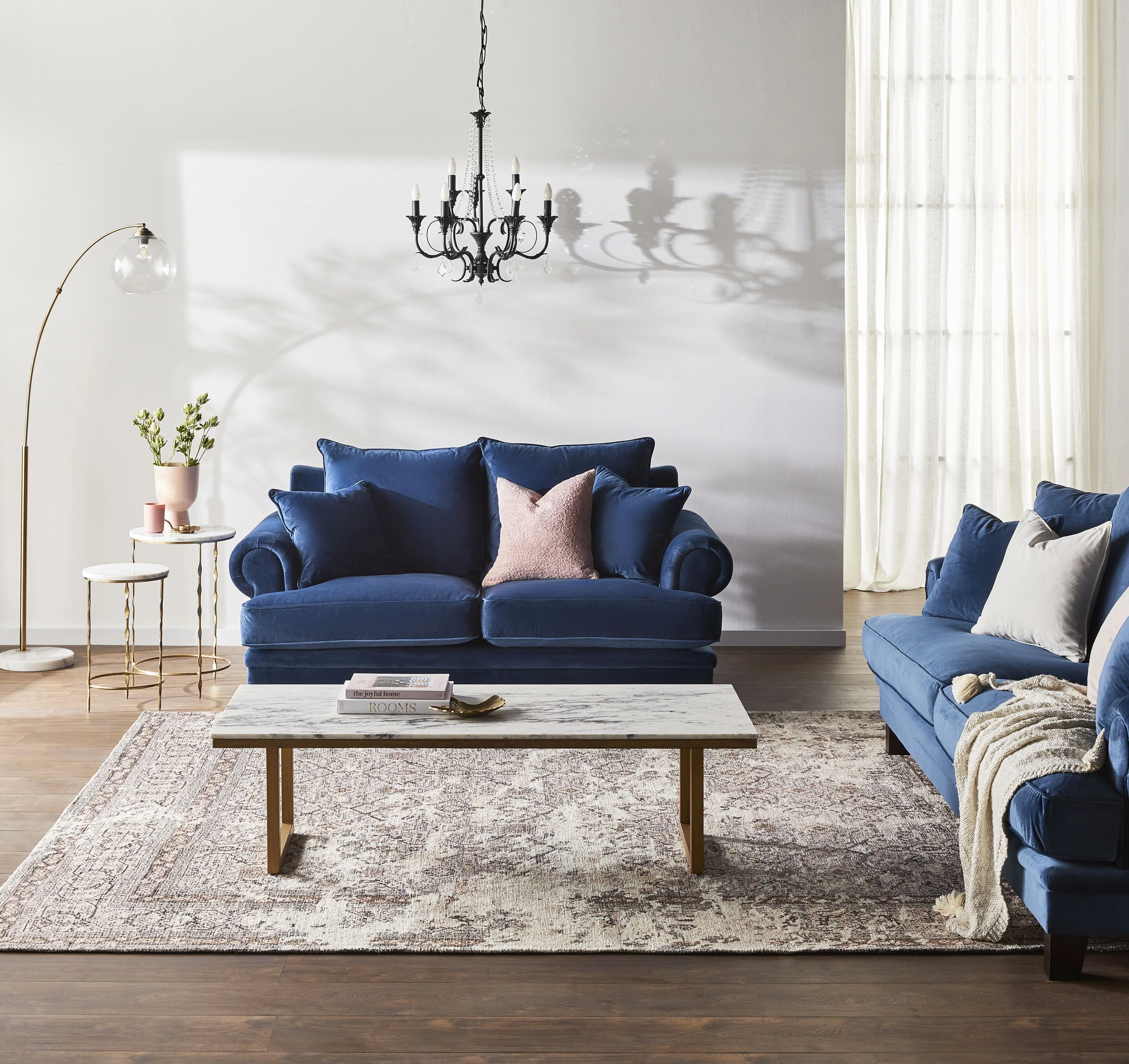 Lisette 2.5 Seater Velvet Sofa Celeste Indigo - Image 6