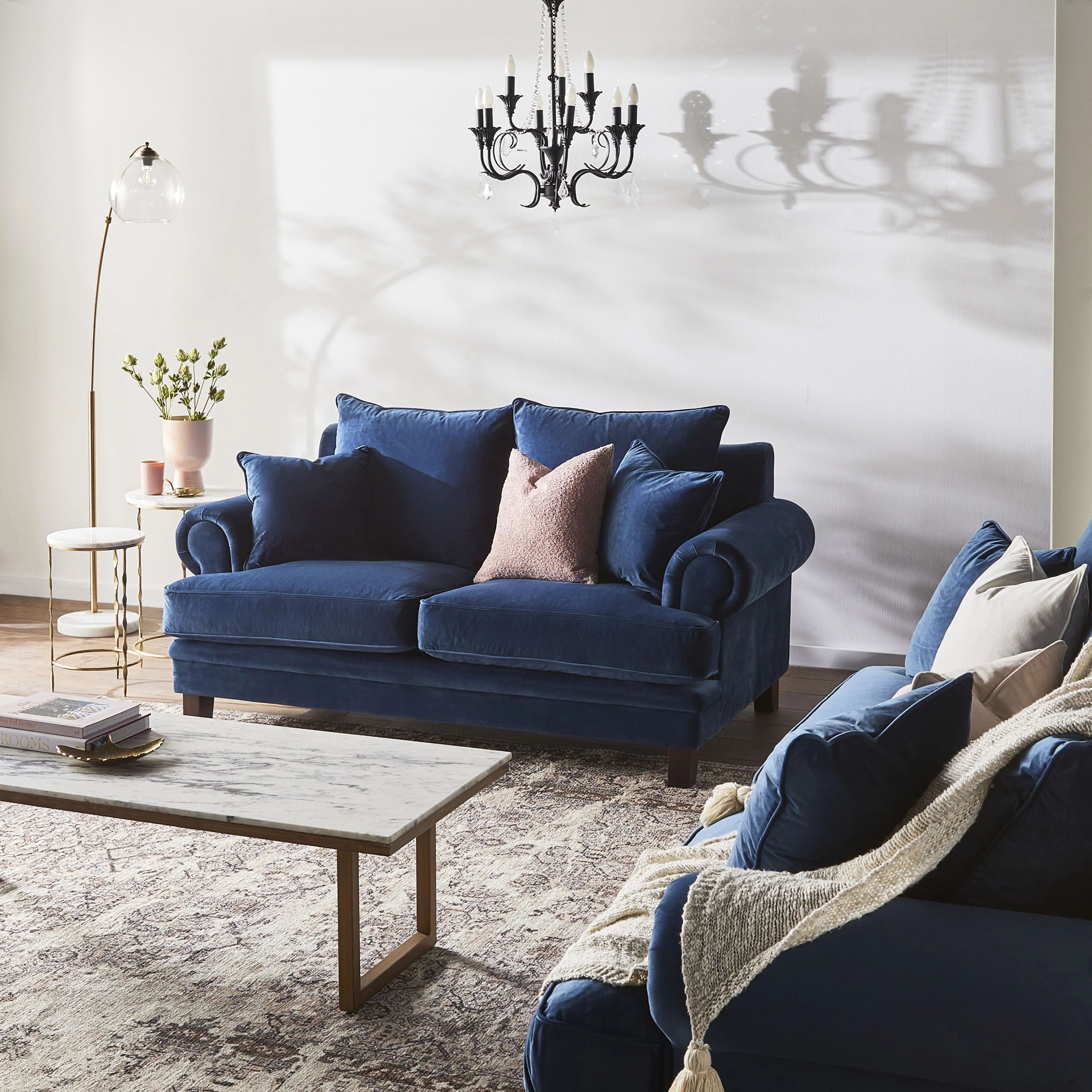 Lisette 2.5 Seater Velvet Sofa Celeste Indigo - Image 7