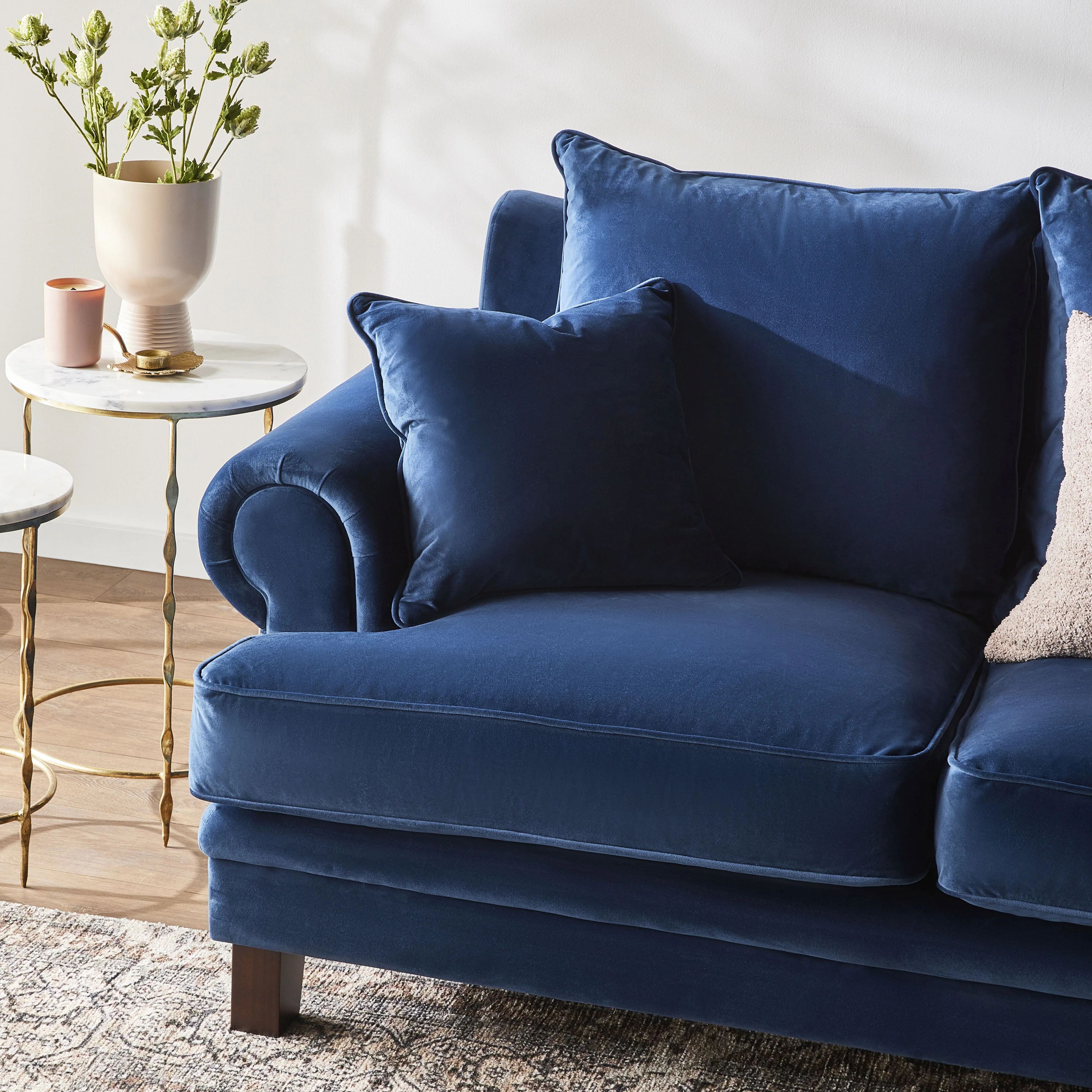 Lisette 2.5 Seater Velvet Sofa Celeste Indigo - Image 8