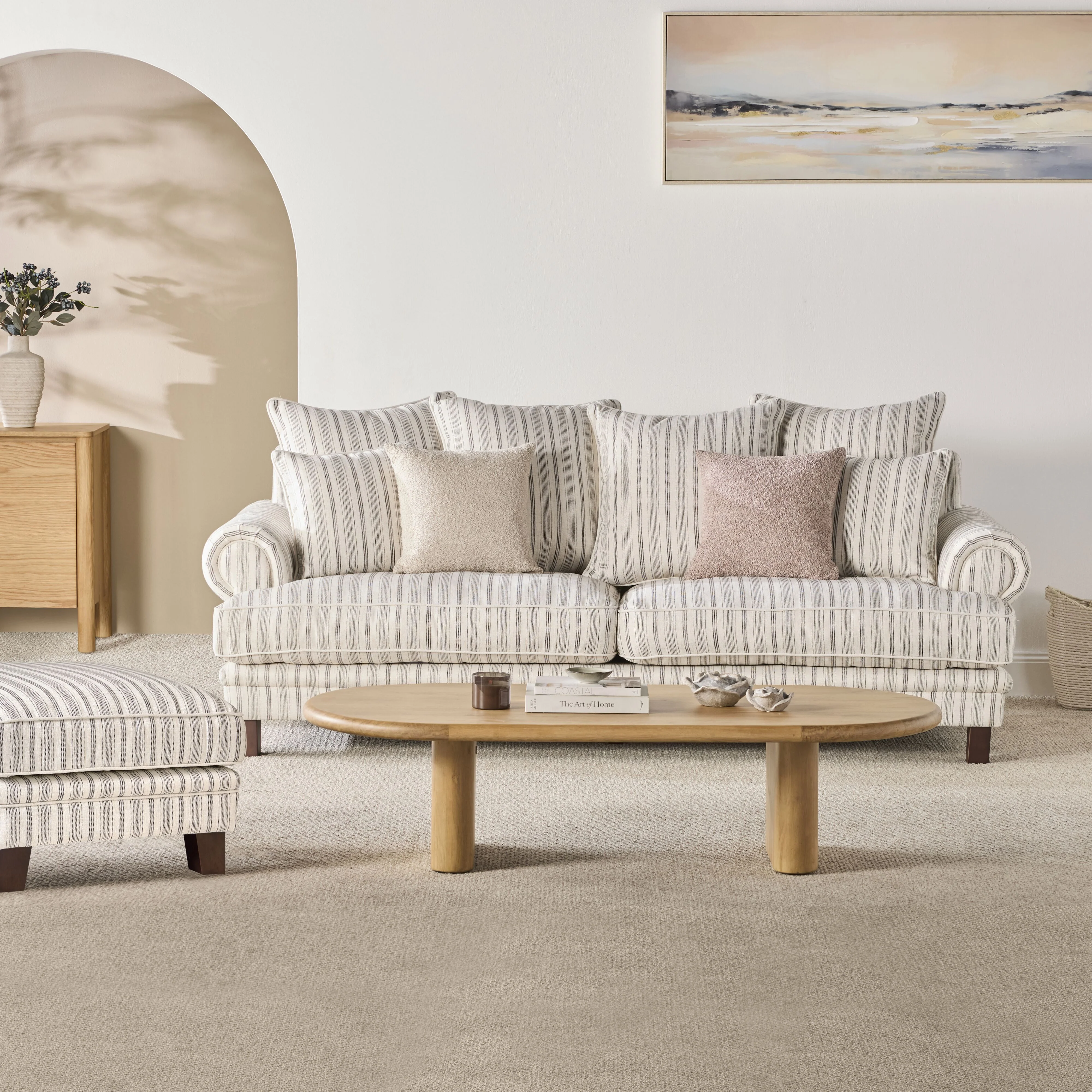 Lisette 3.5 Seater Deep Sofa Linen Stripe - Image 7