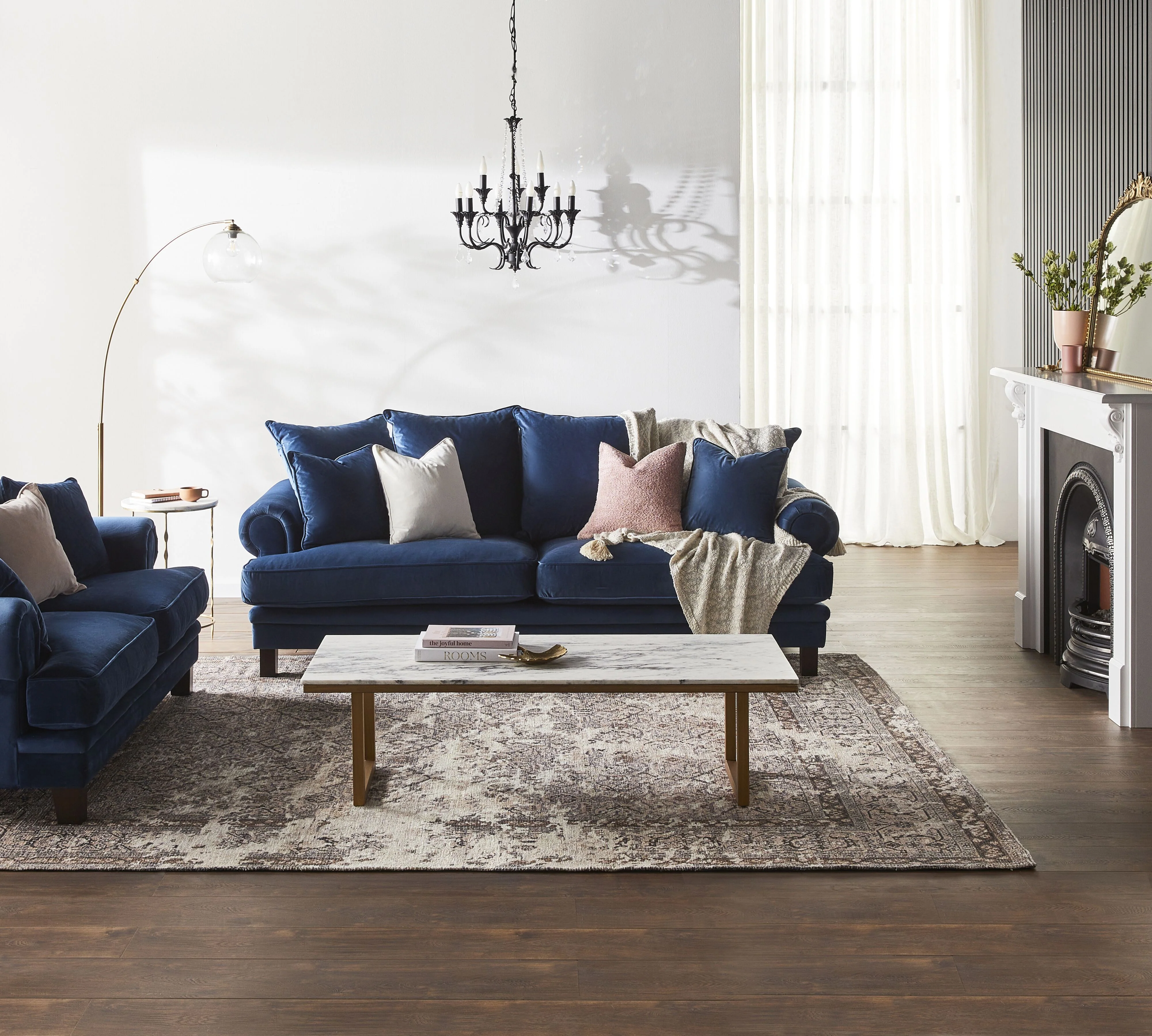 Lisette 3.5 Seater Velvet Deep Sofa Celeste Indigo - Image 7