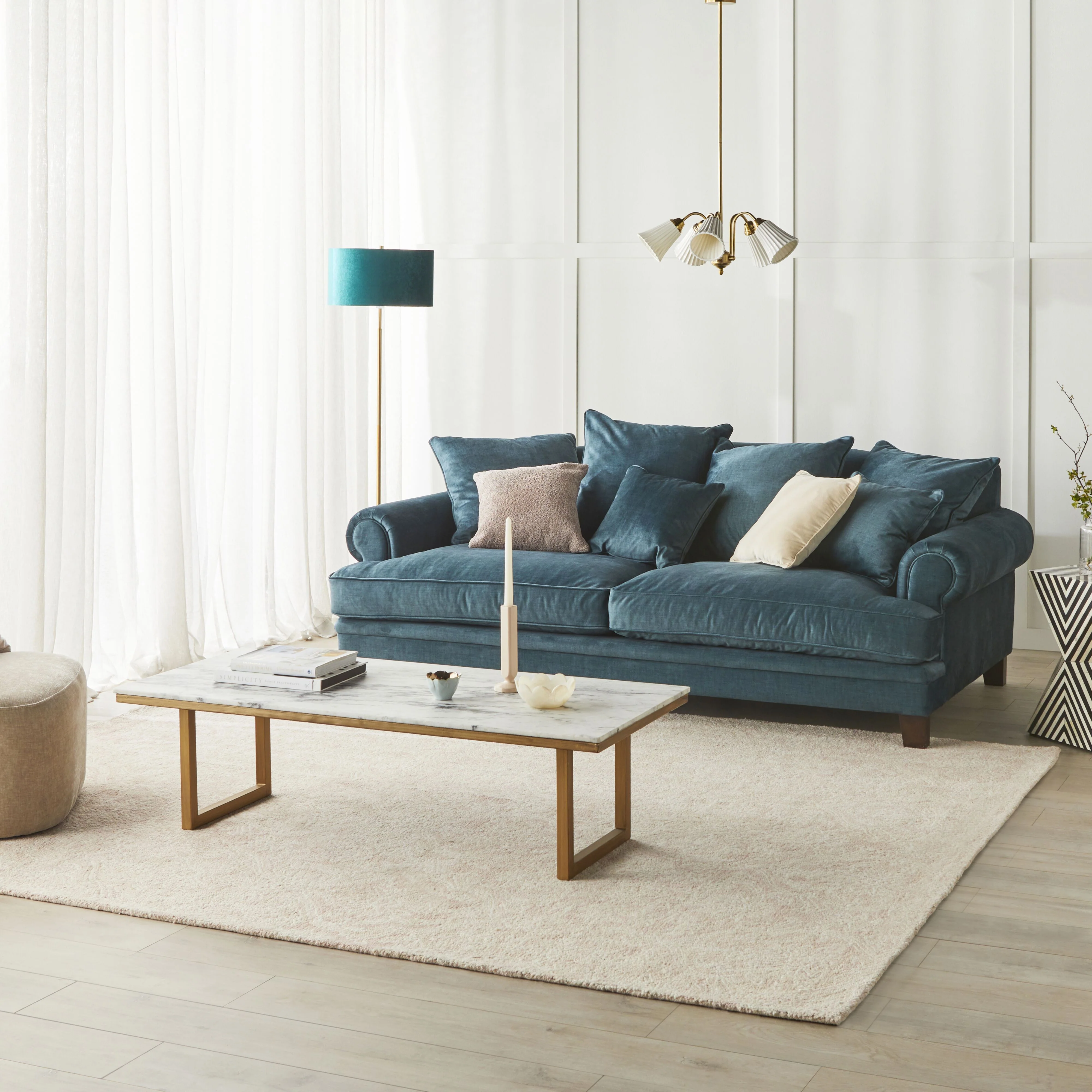 Lisette 3.5 Seater Velvet Deep Sofa Aura Emerald - Image 6