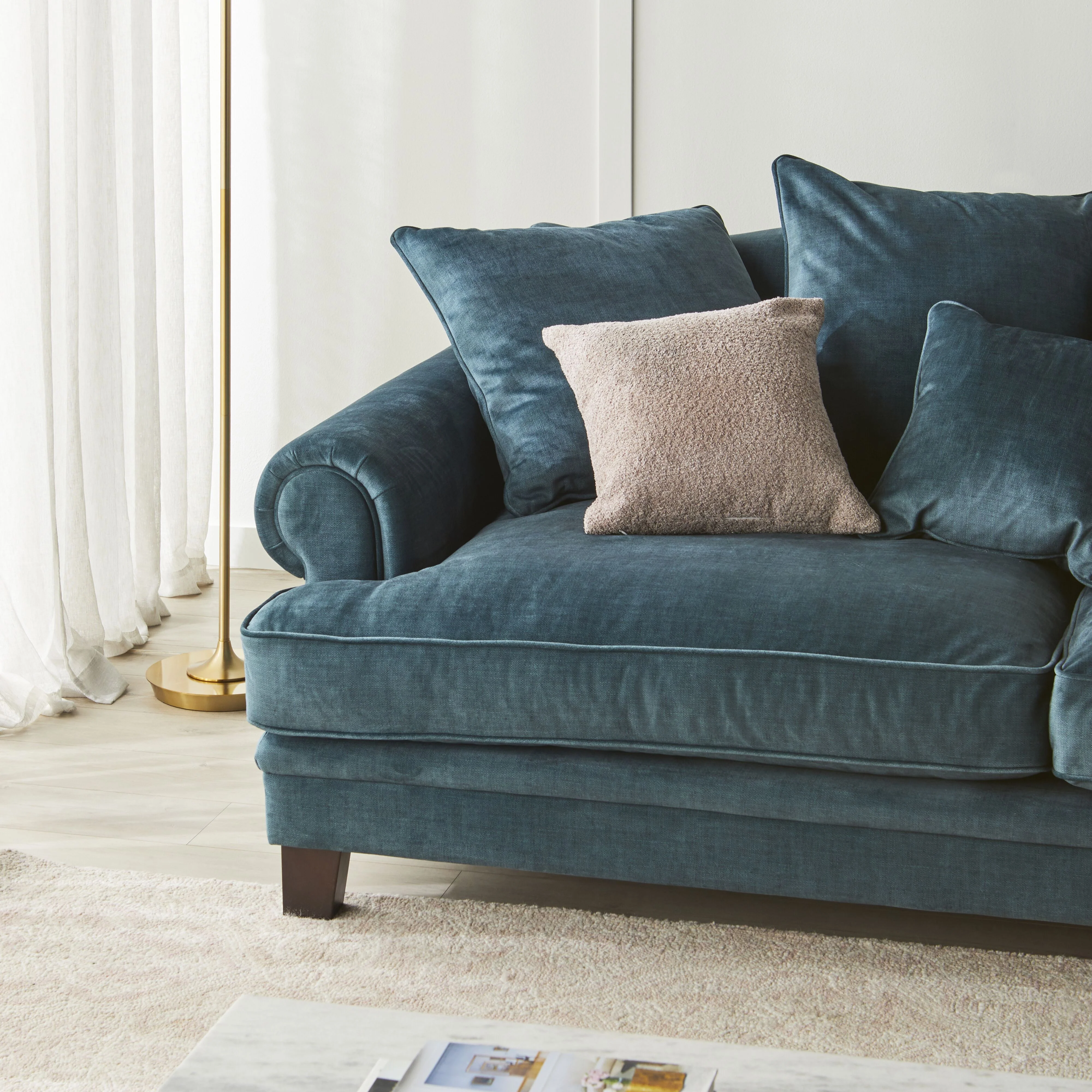 Lisette 3.5 Seater Velvet Sofa Aura Emerald - Image 9
