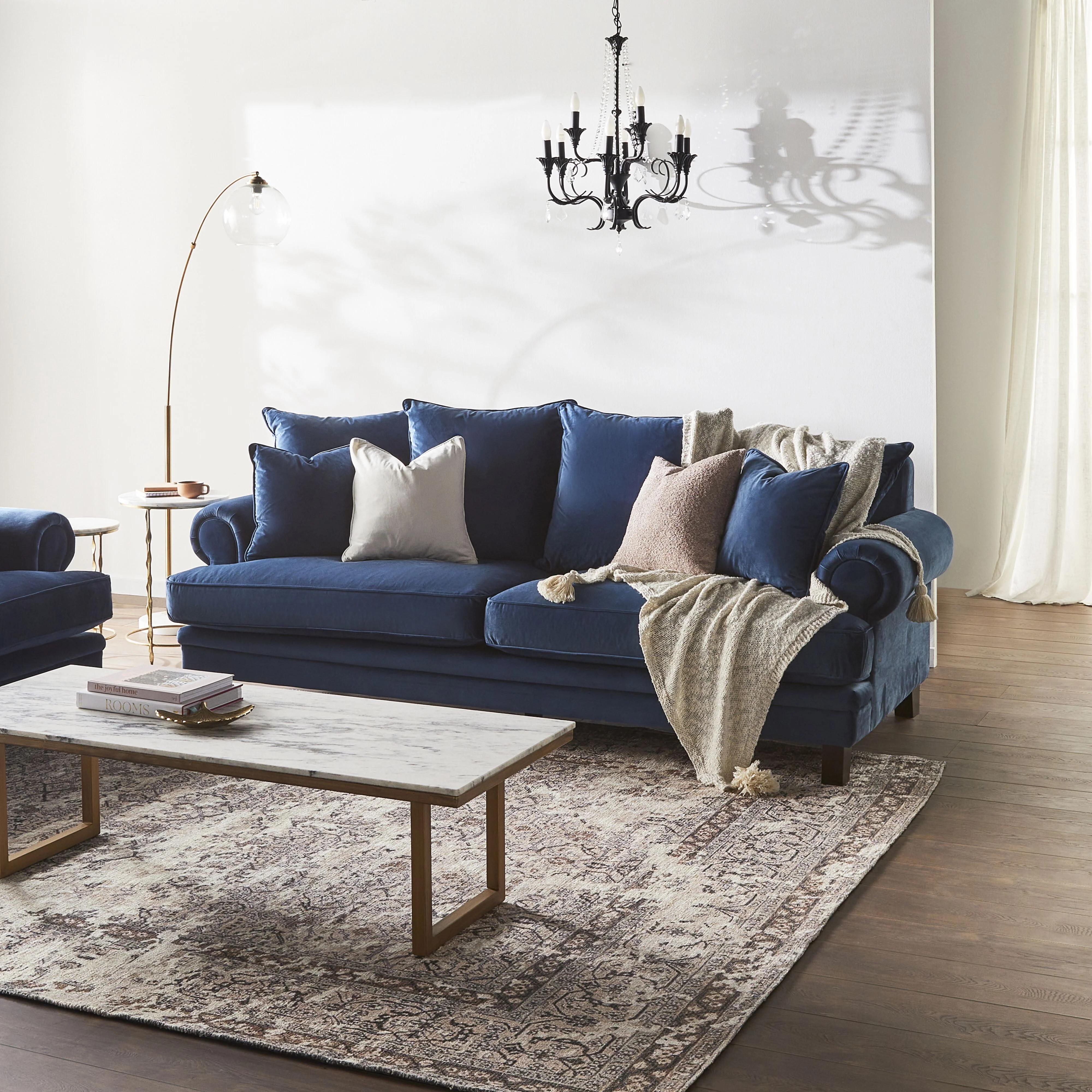 Lisette 3.5 Seater Velvet Sofa Celeste Indigo - Image 7