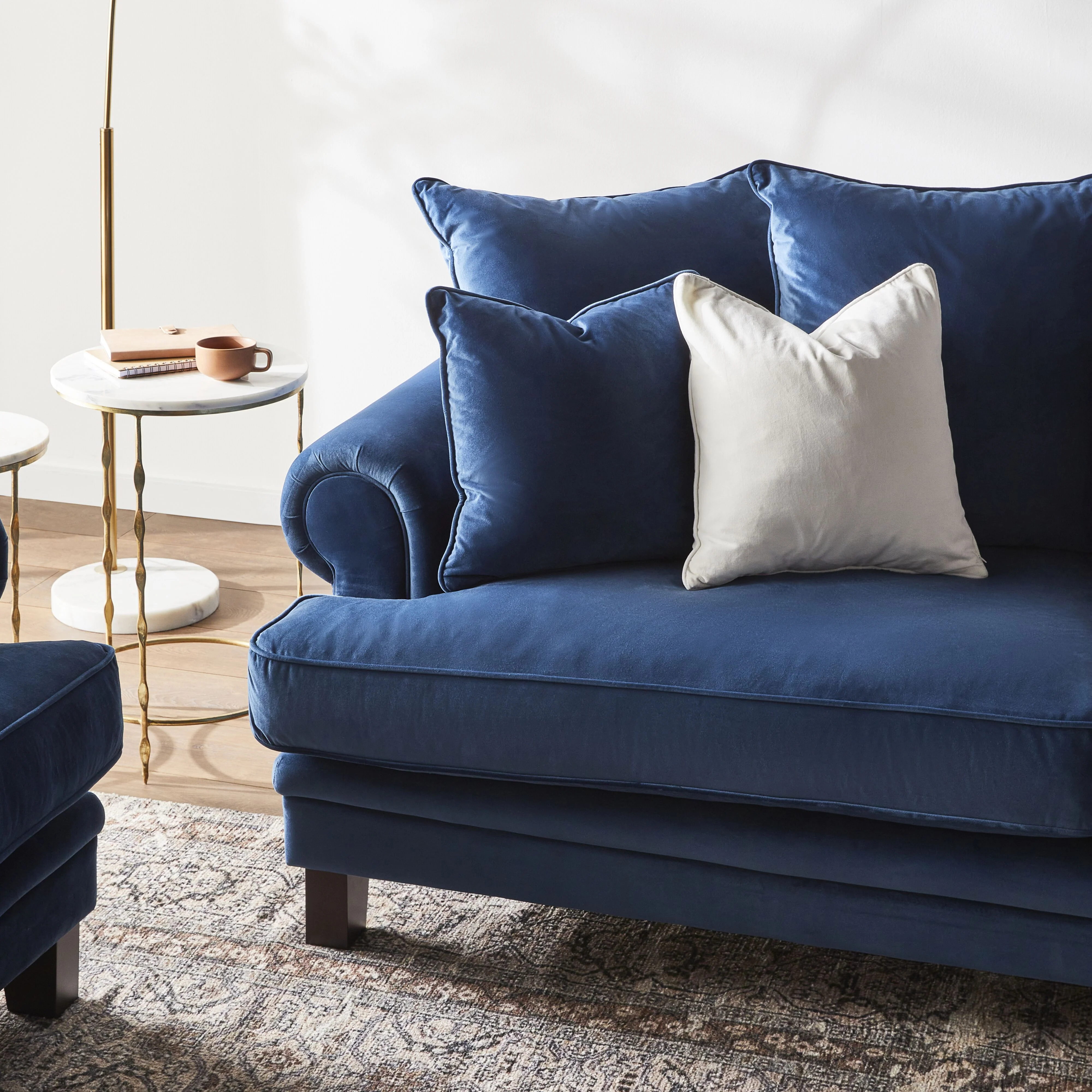 Lisette 3.5 Seater Velvet Sofa Celeste Indigo - Image 8