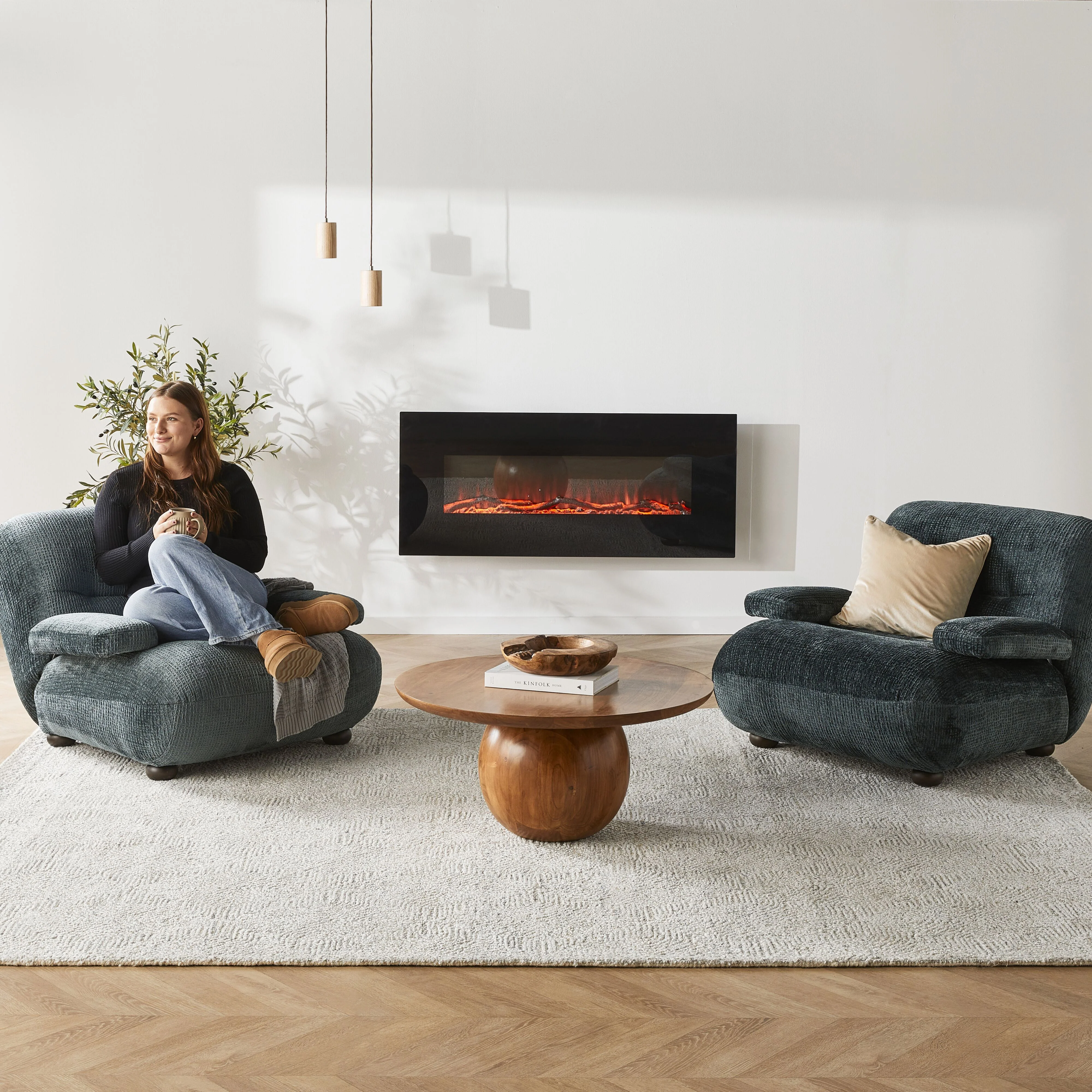 Longton Wall Mounted Electric Fireplace Black 128cm - Image 15