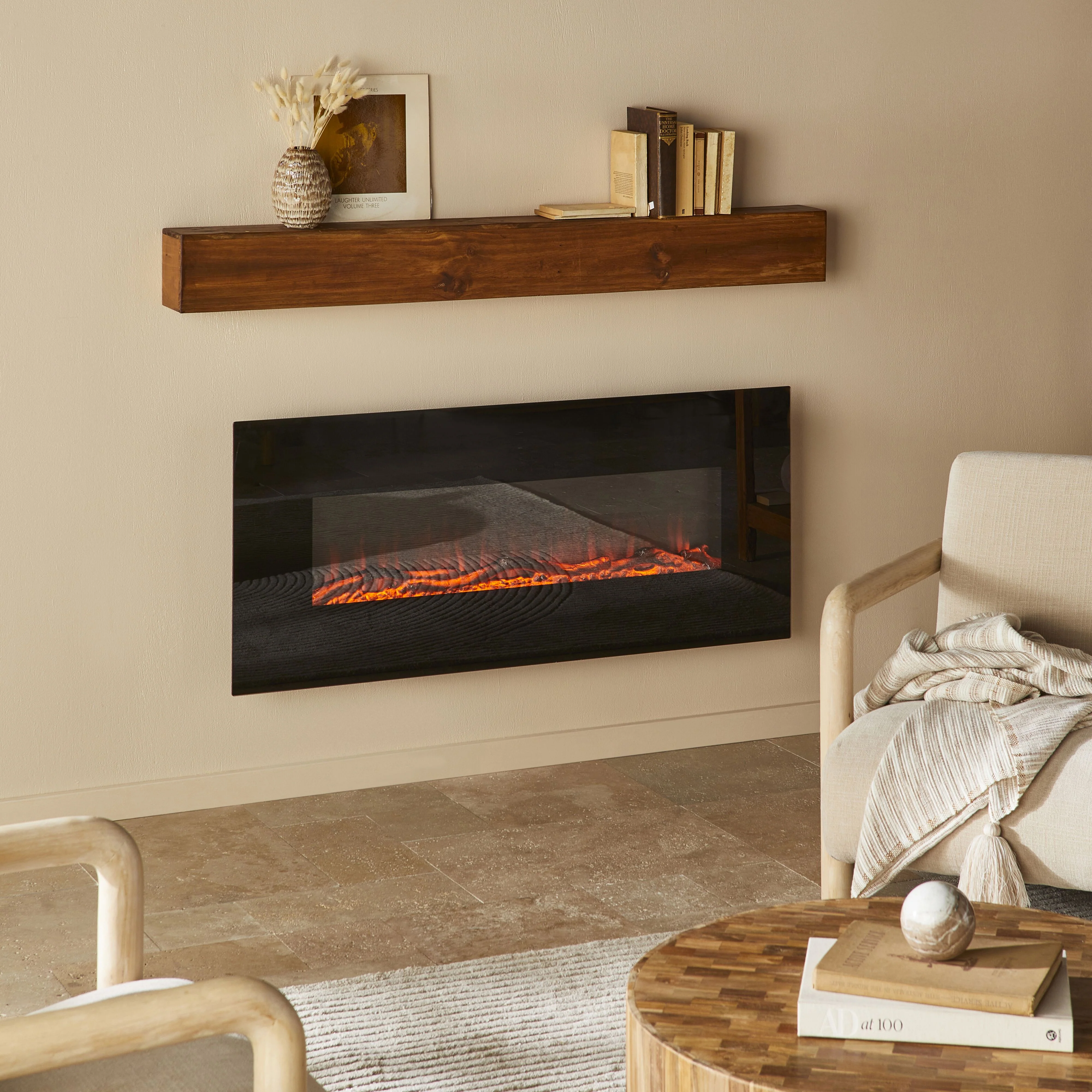 Longton Wall Mounted Electric Fireplace Black 128cm - Image 17