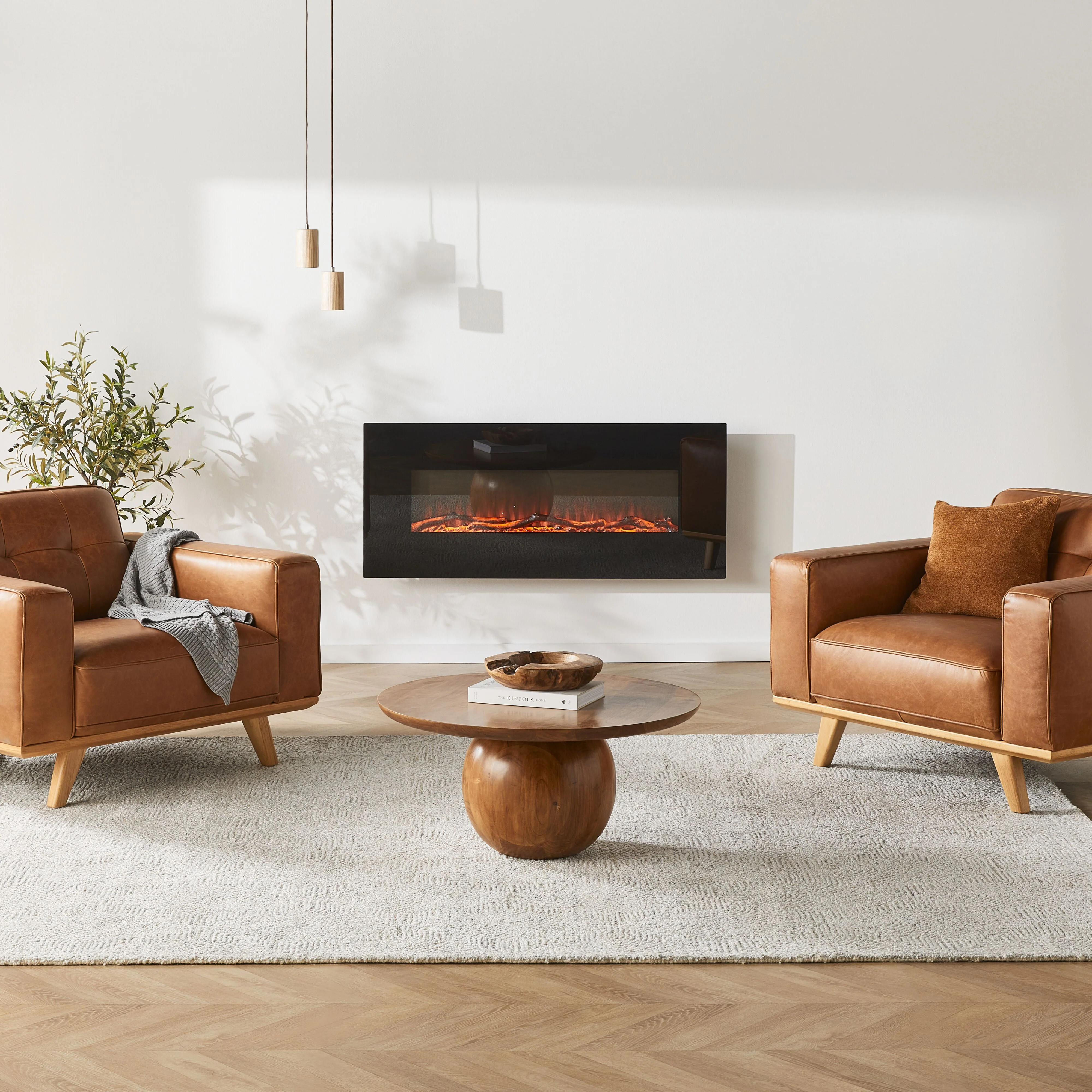 Longton Wall Mounted Electric Fireplace Black 128cm - Image 5