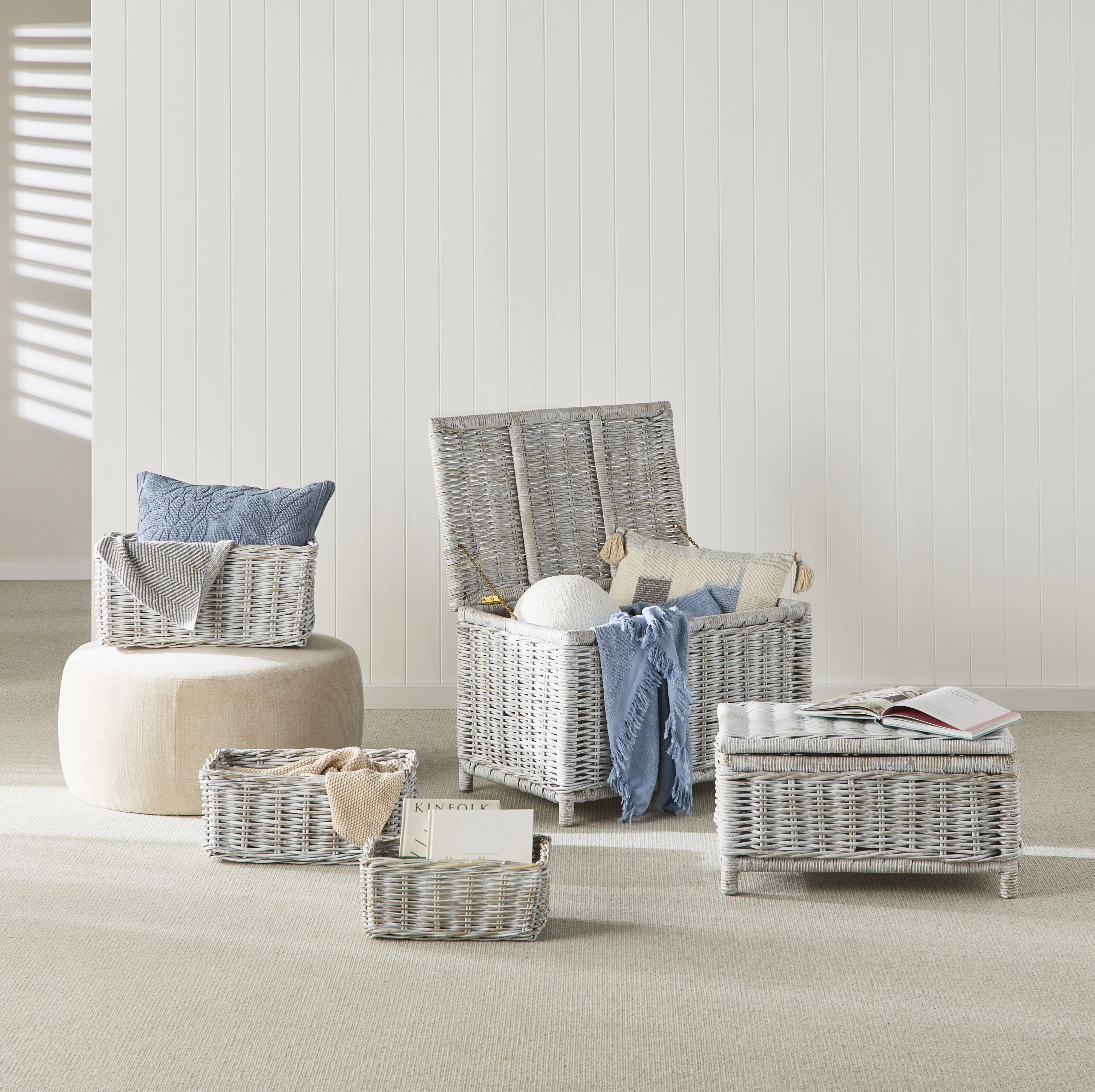 Lorne Basket Medium White Wash 49x30x22cm - Image 8