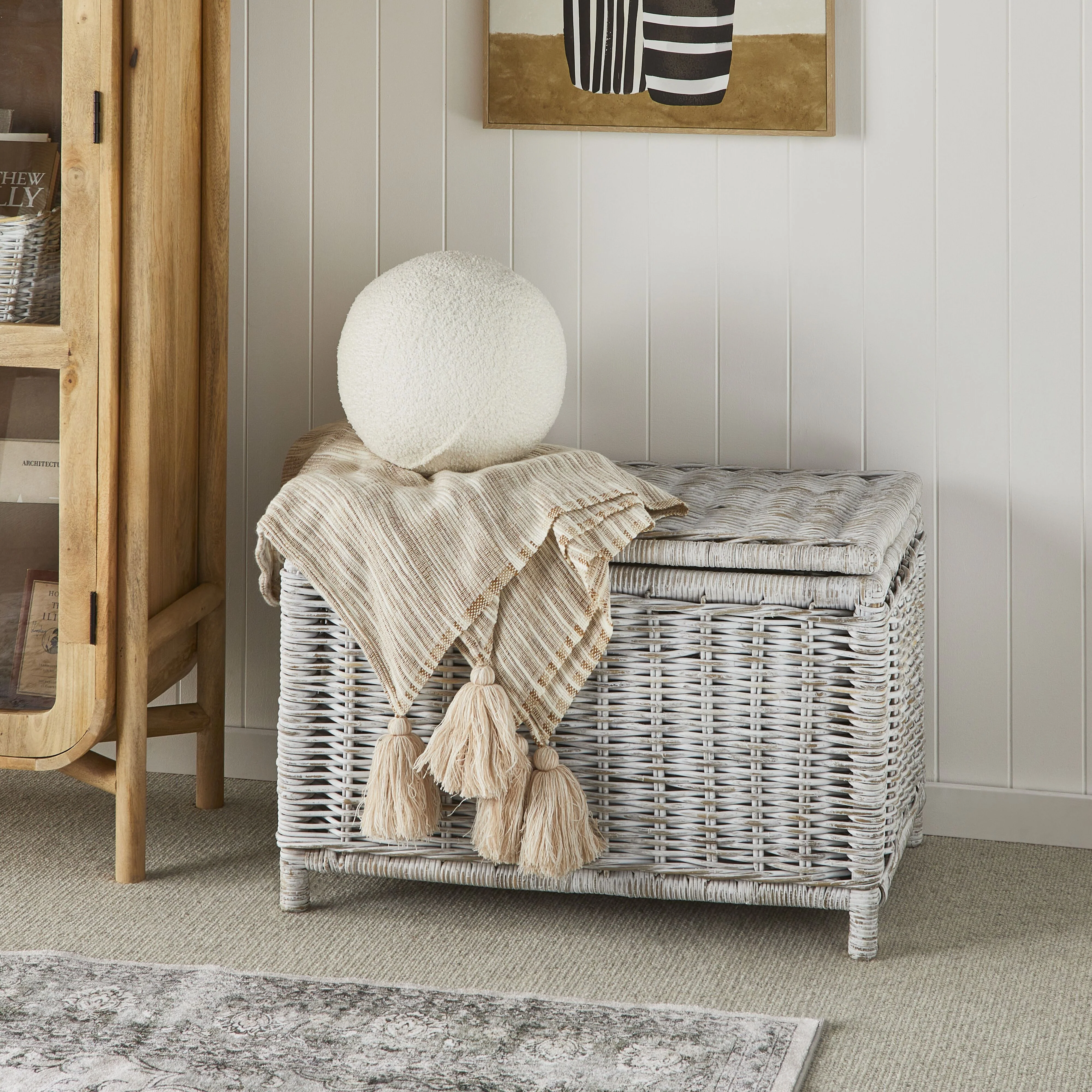 Lorne Blanket Box Large White Wash 78x51x51cm - Image 9