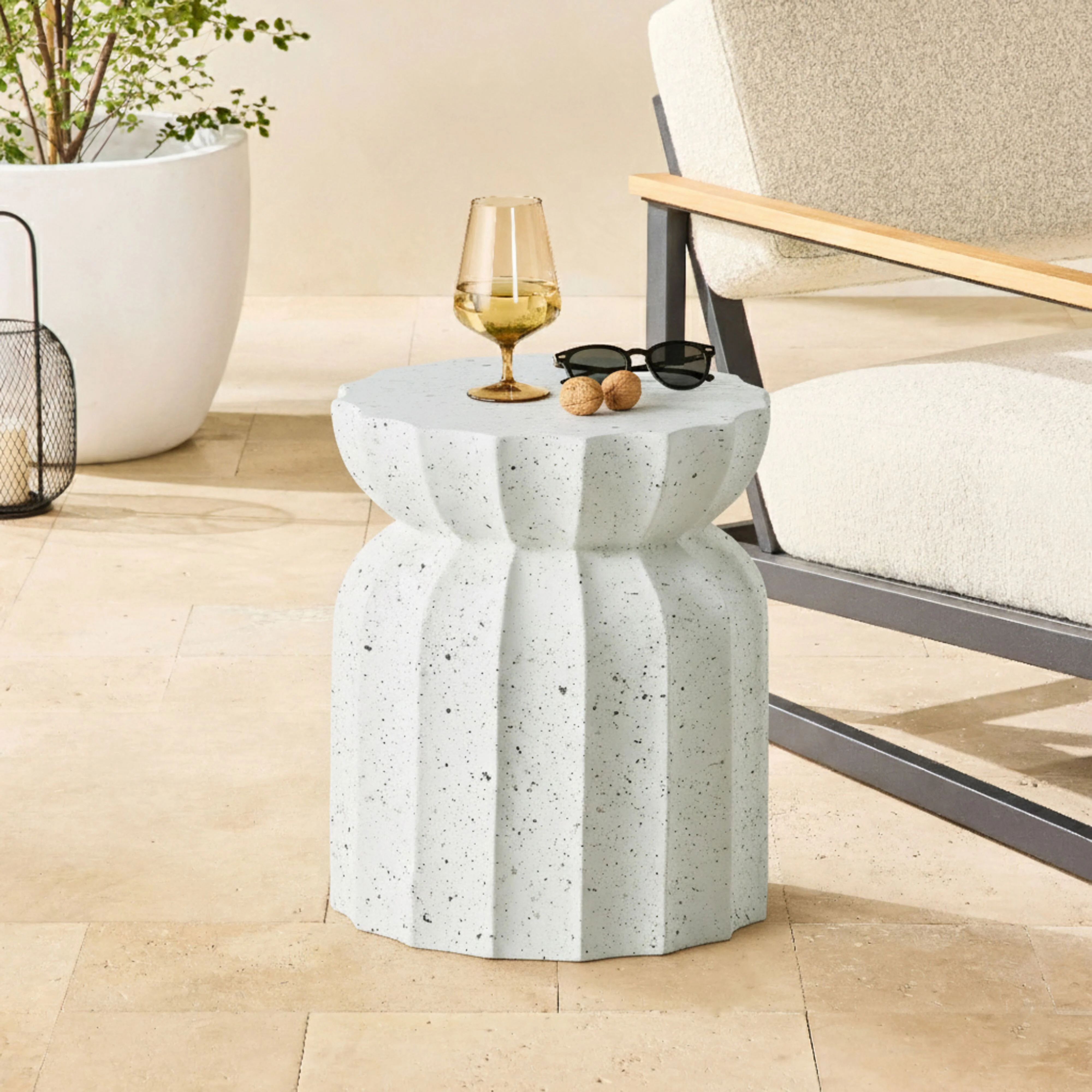 Lotus White Stool 37x37x46cm - Image 3