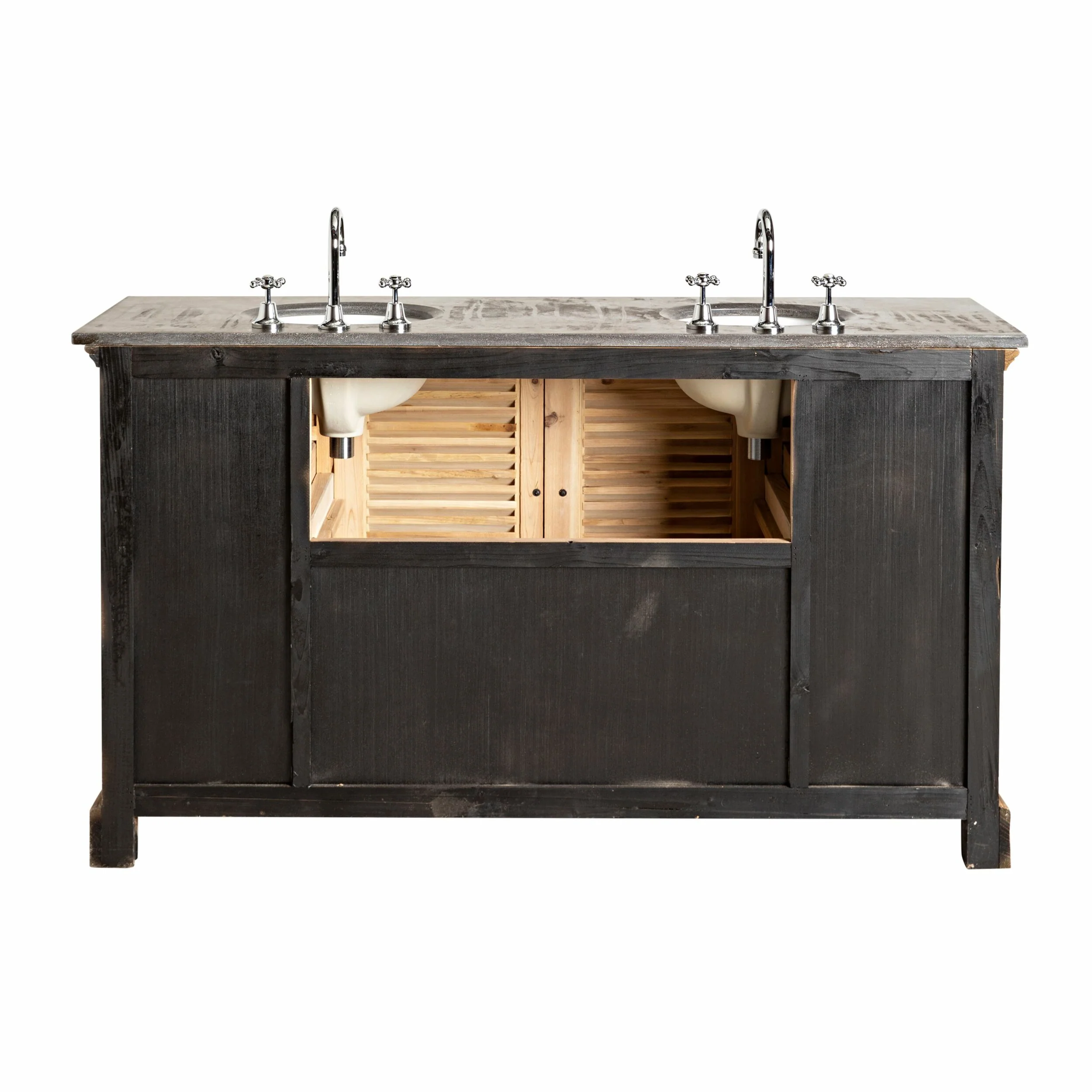 Louver Double Vanity 150cm With Blue Stone Top - Image 7