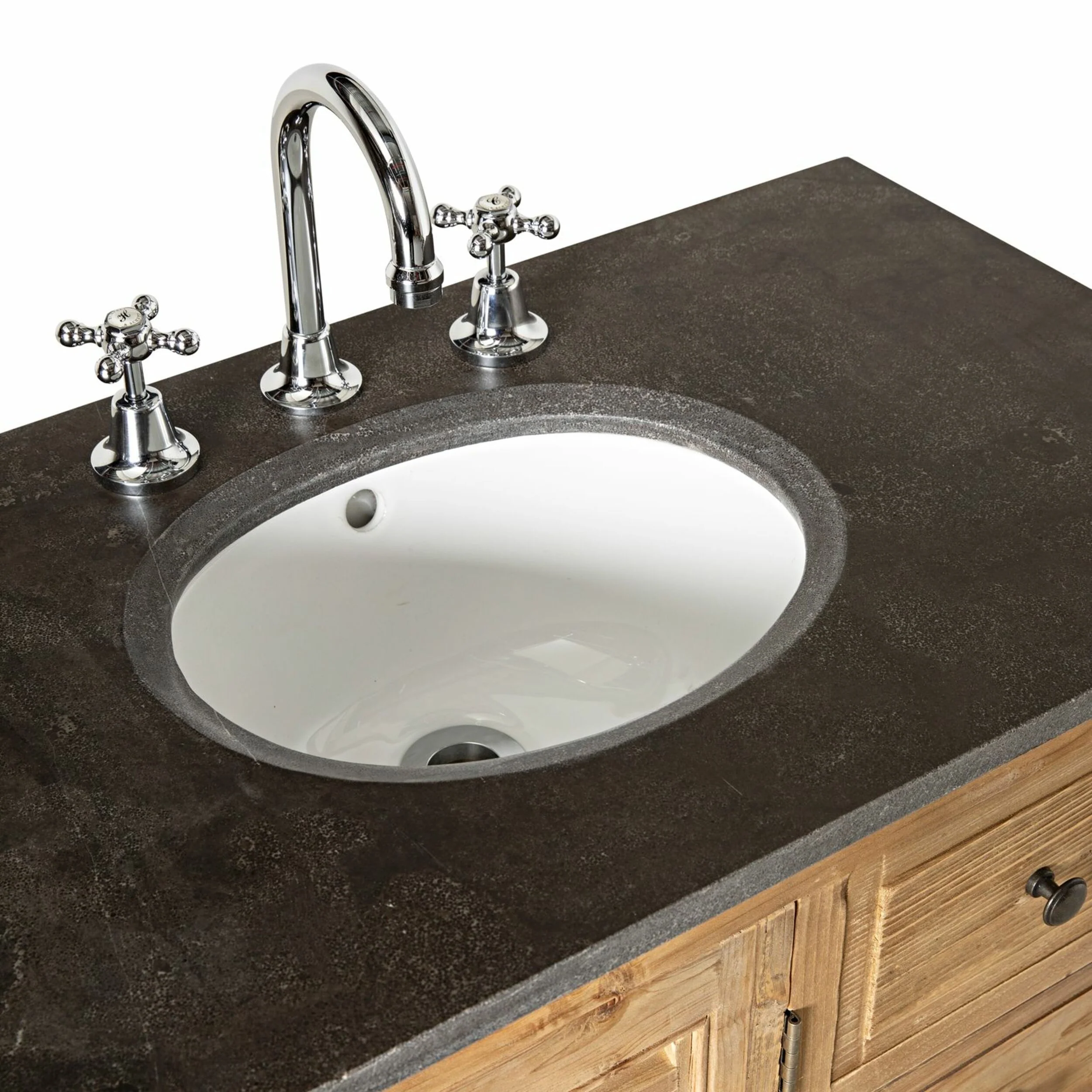 Louver Double Vanity 150cm With Blue Stone Top - Image 8