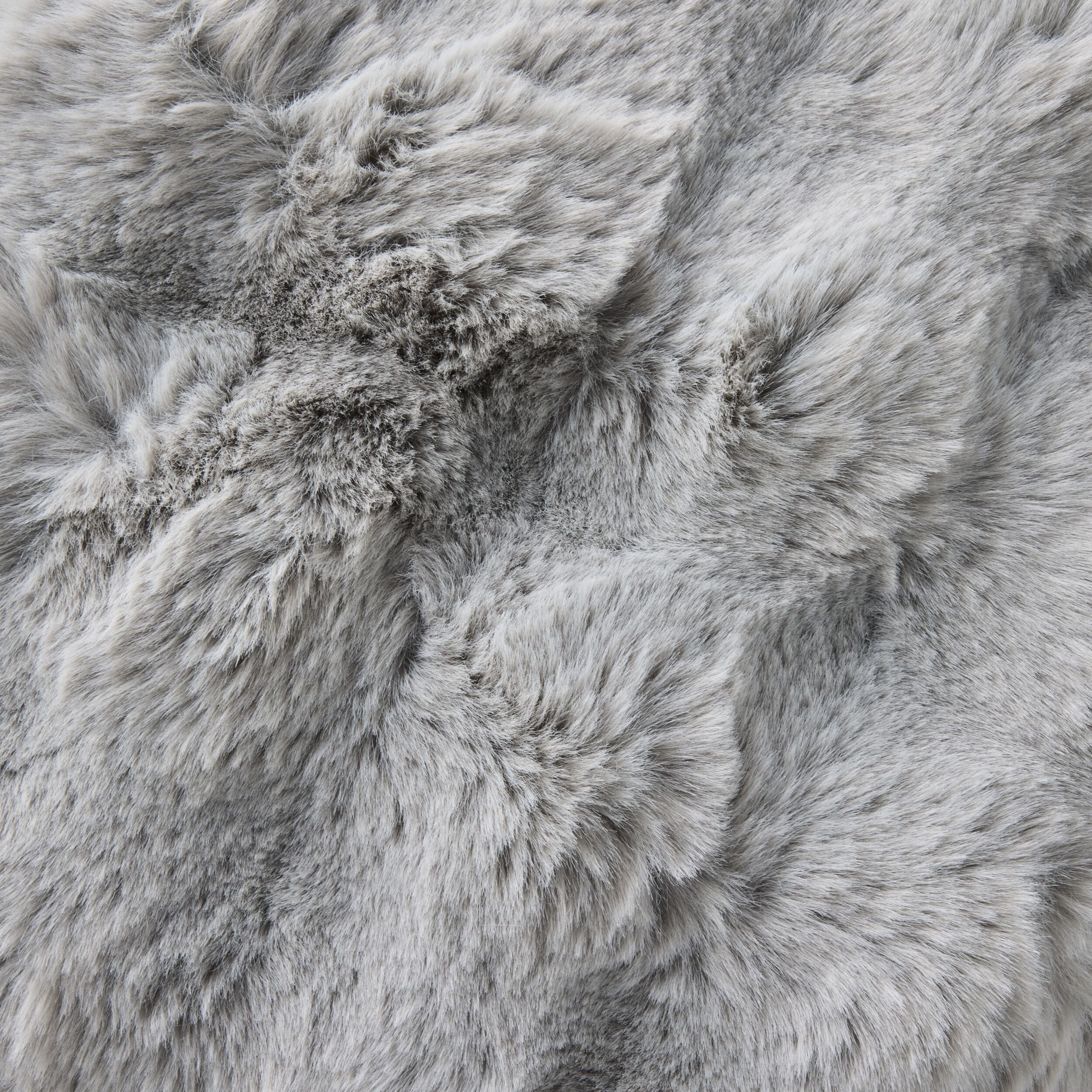 Luxe Bobble Faux Fur Cushion Silver 45x45cm - Image 2