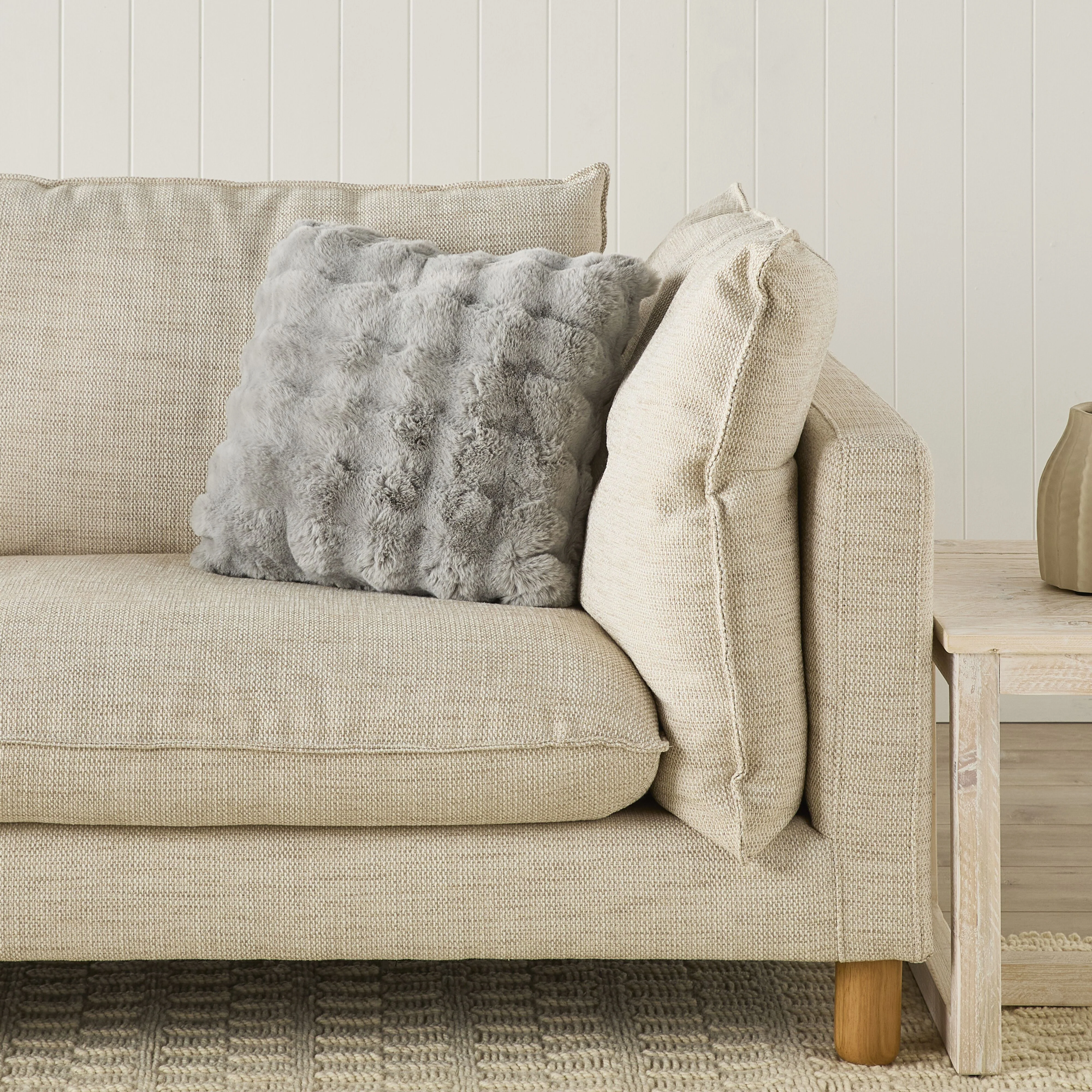 Luxe Bobble Faux Fur Cushion Silver 45x45cm - Image 3