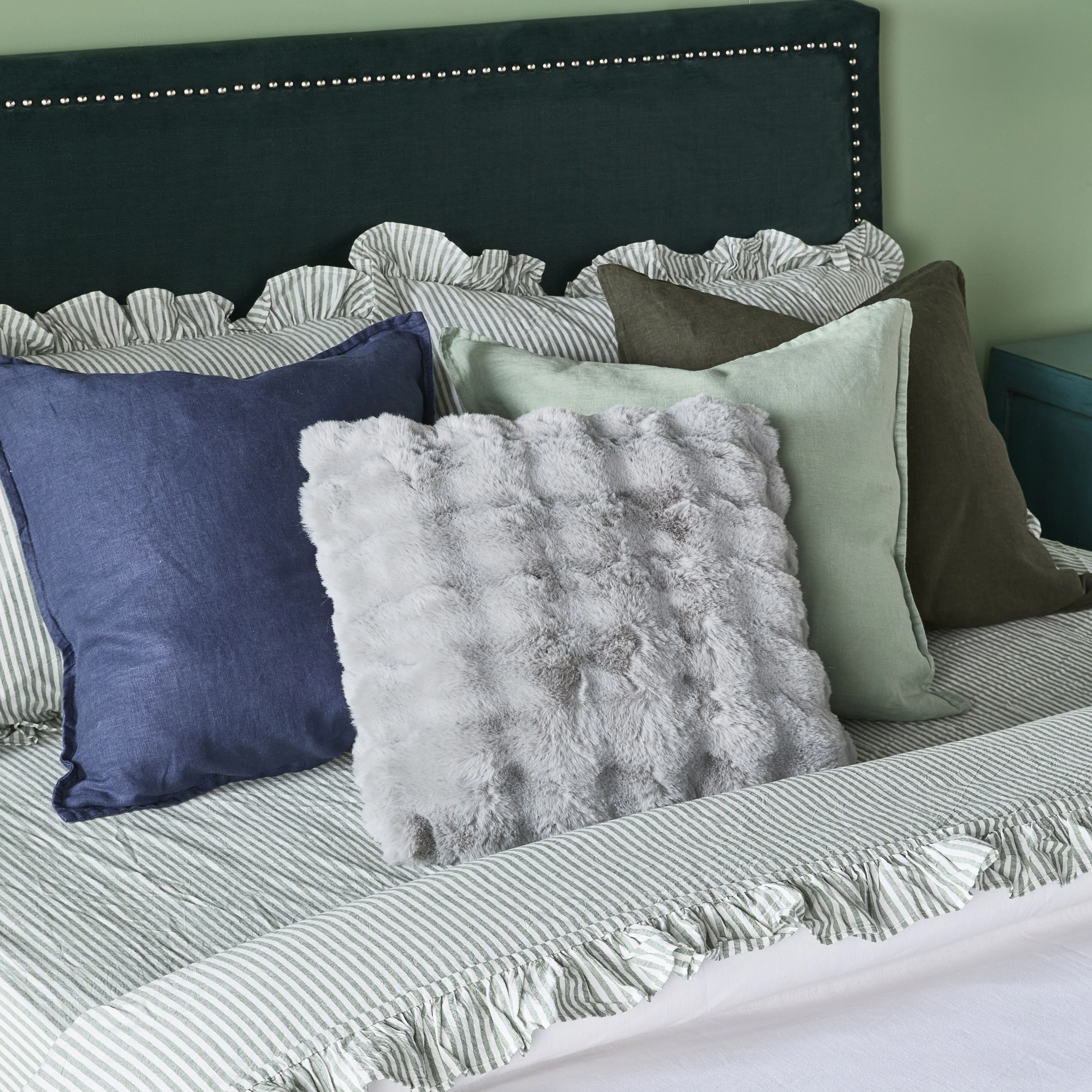 Luxe Bobble Faux Fur Cushion Silver 45x45cm - Image 4