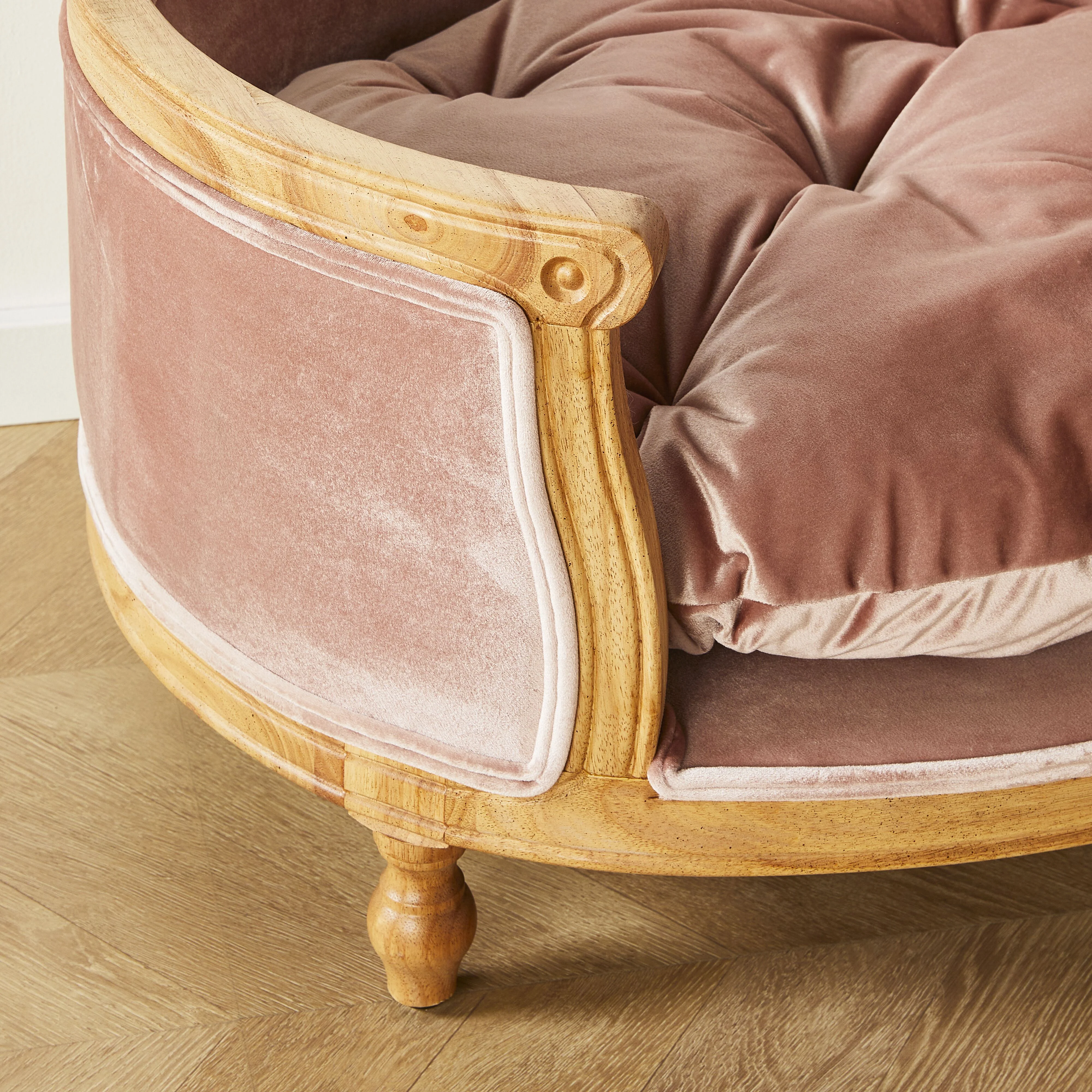 Luxe Dog Bed Blush Pink 75x70x44cm - Image 6