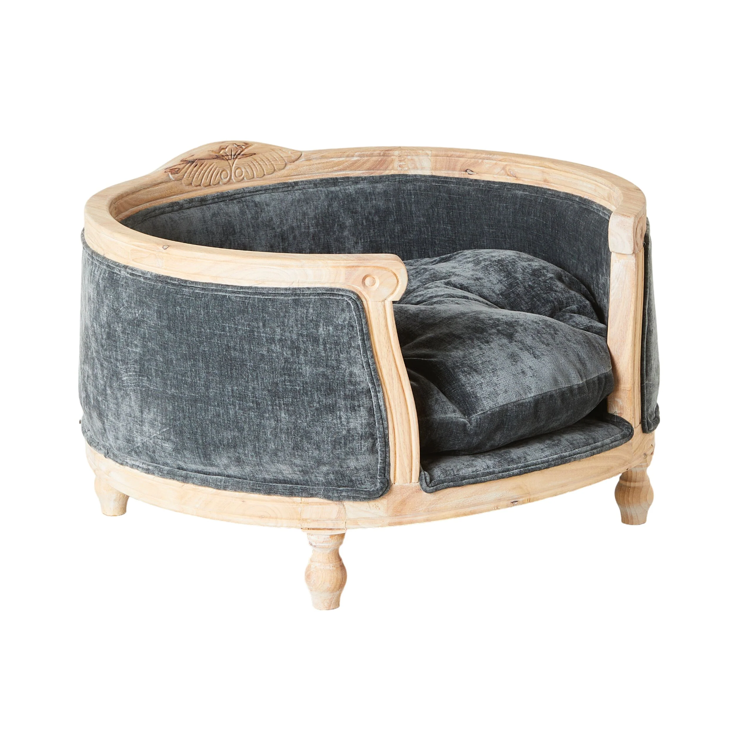 Luxe Dog Bed Slate Blue 75x70x44cm - Image 2