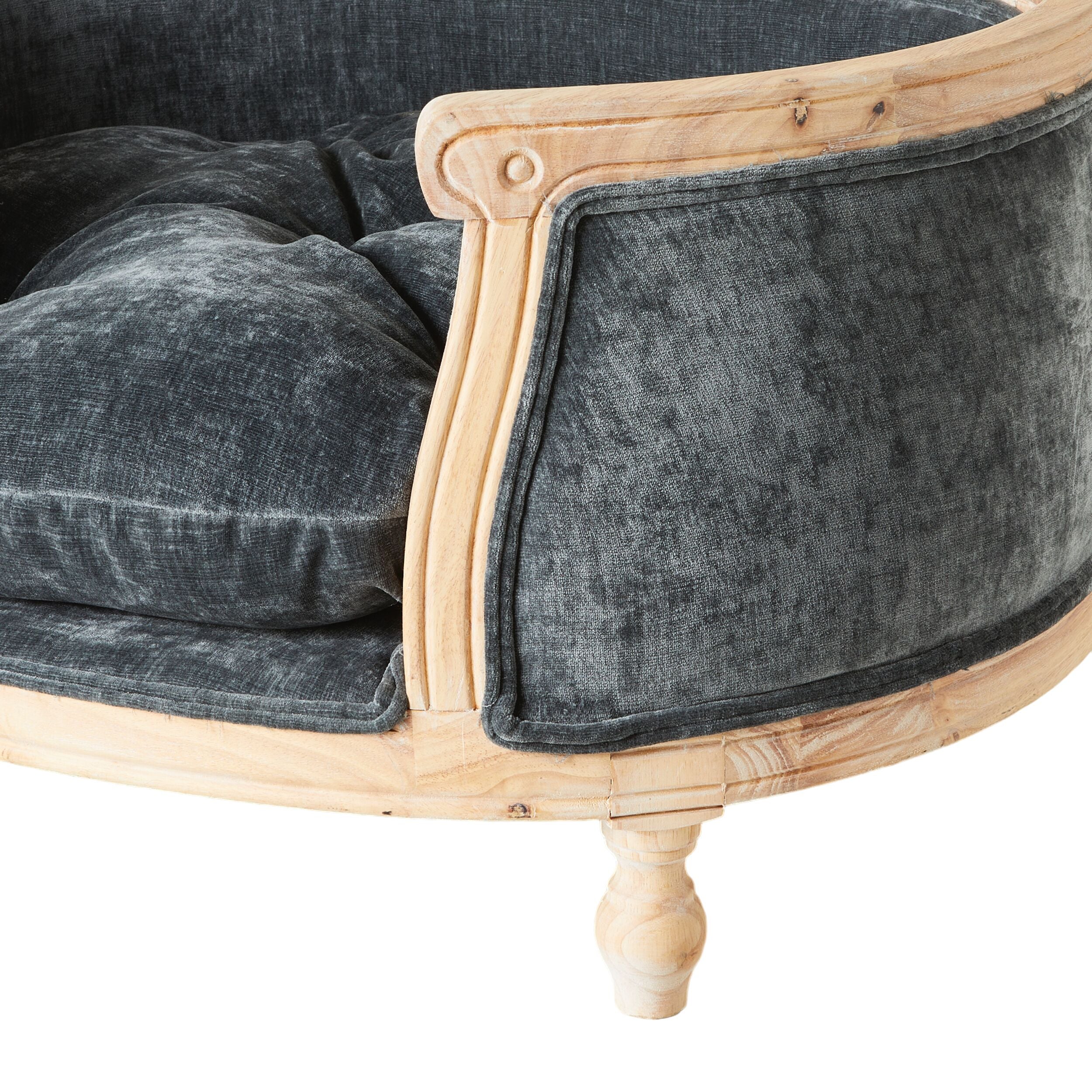 Luxe Dog Bed Slate Blue 75x70x44cm - Image 5