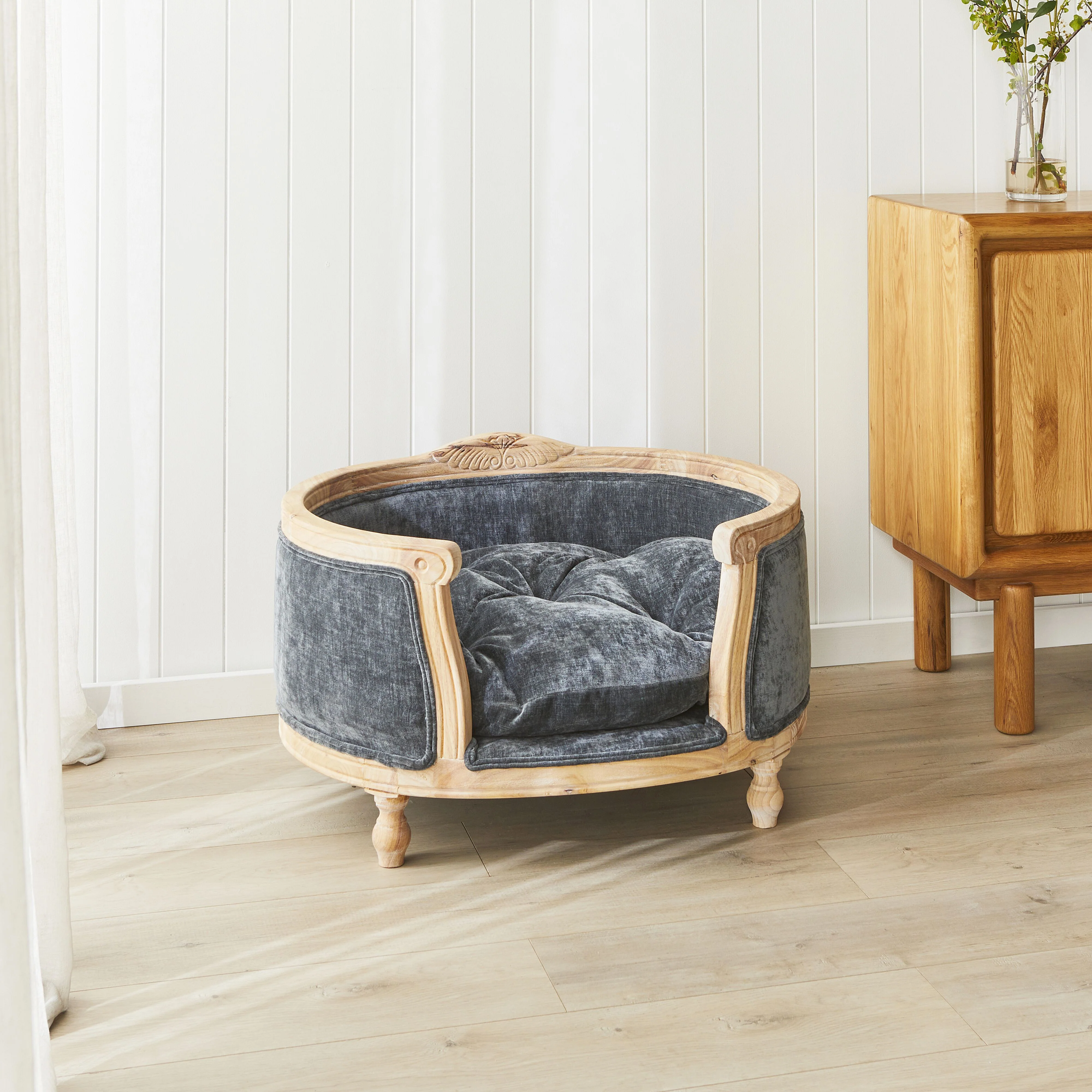 Luxe Dog Bed Slate Blue 75x70x44cm - Image 7