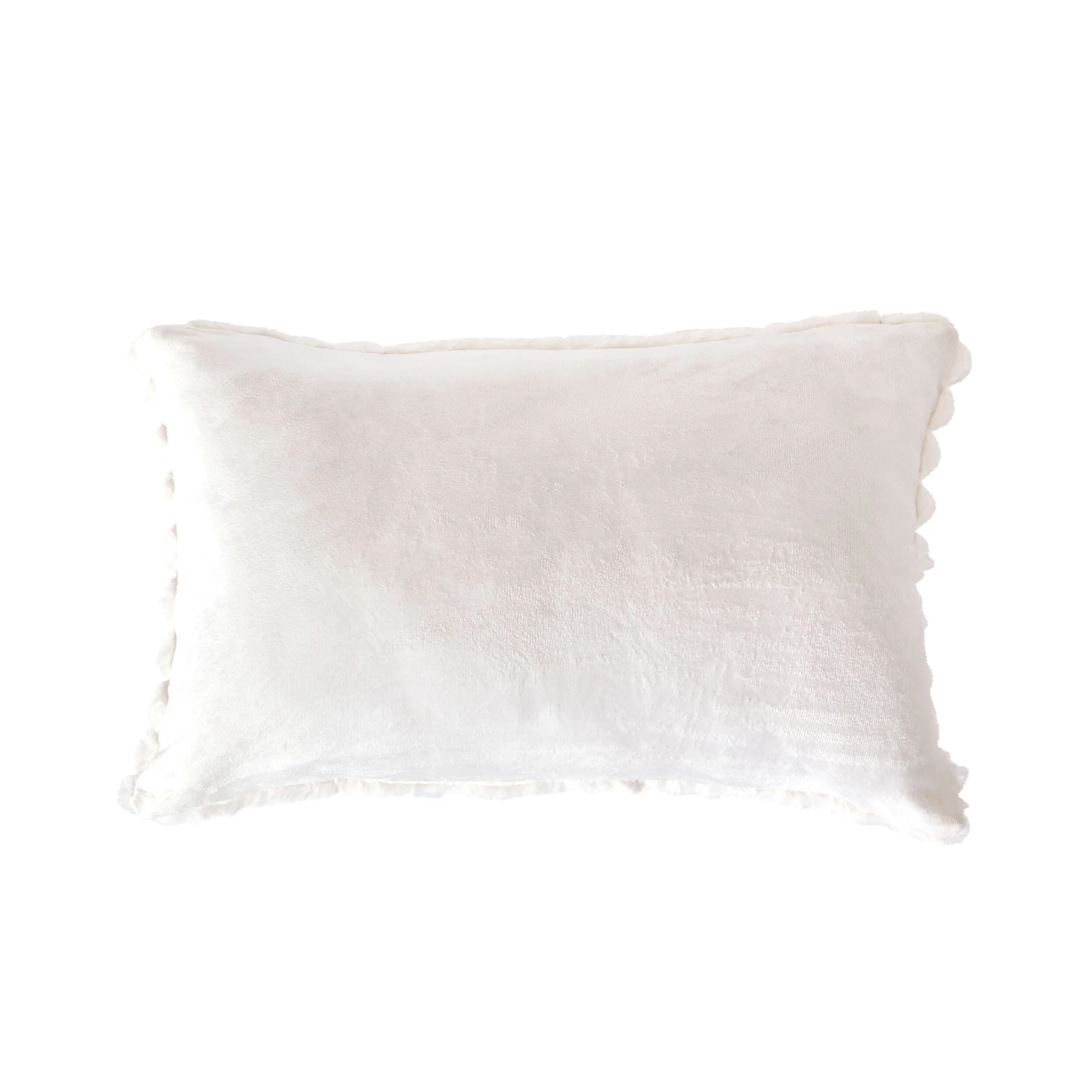 Luxe Rib Faux Fur Cushion Antique White 55x35cm - Image 2