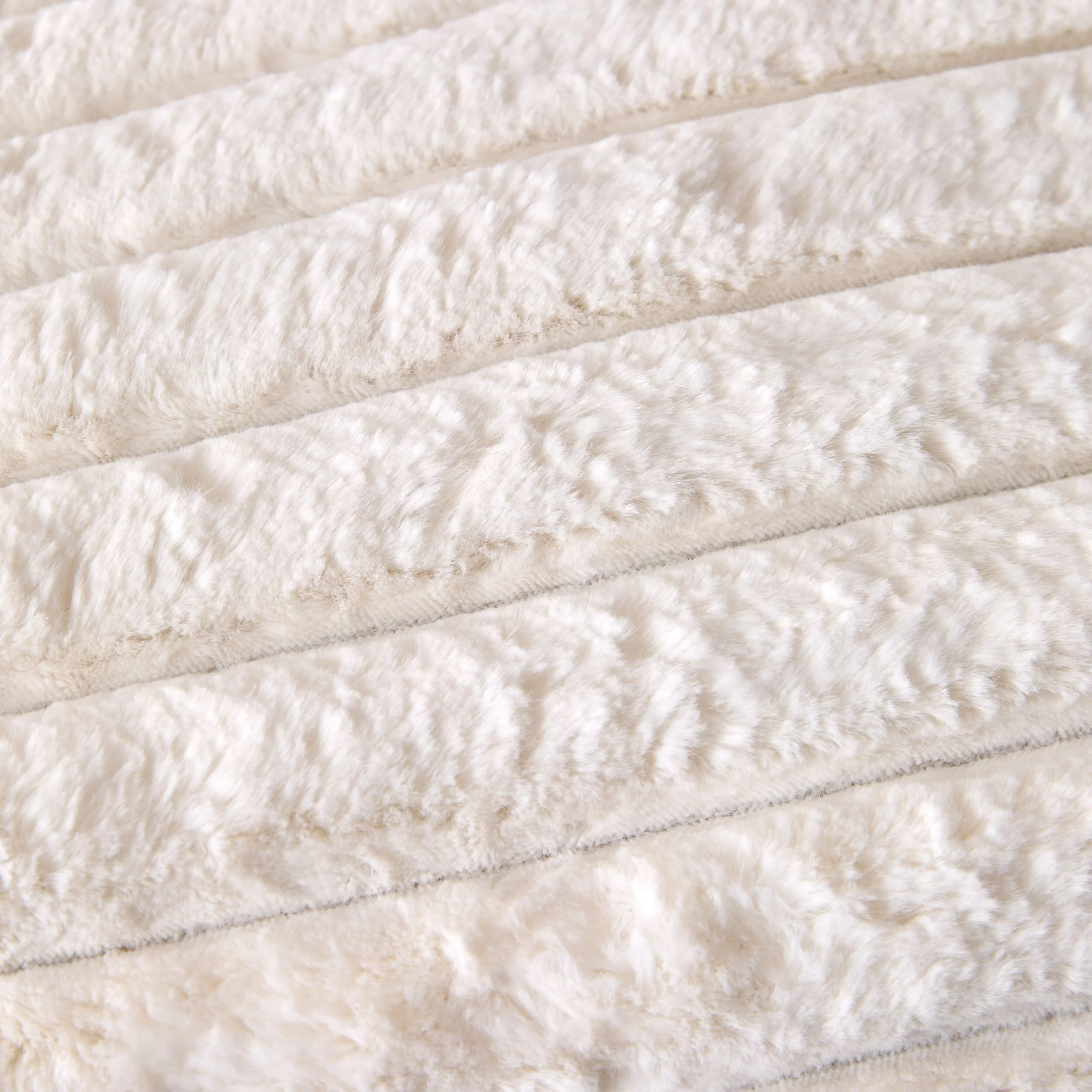 Luxe Rib Faux Fur Cushion Antique White 55x35cm - Image 3