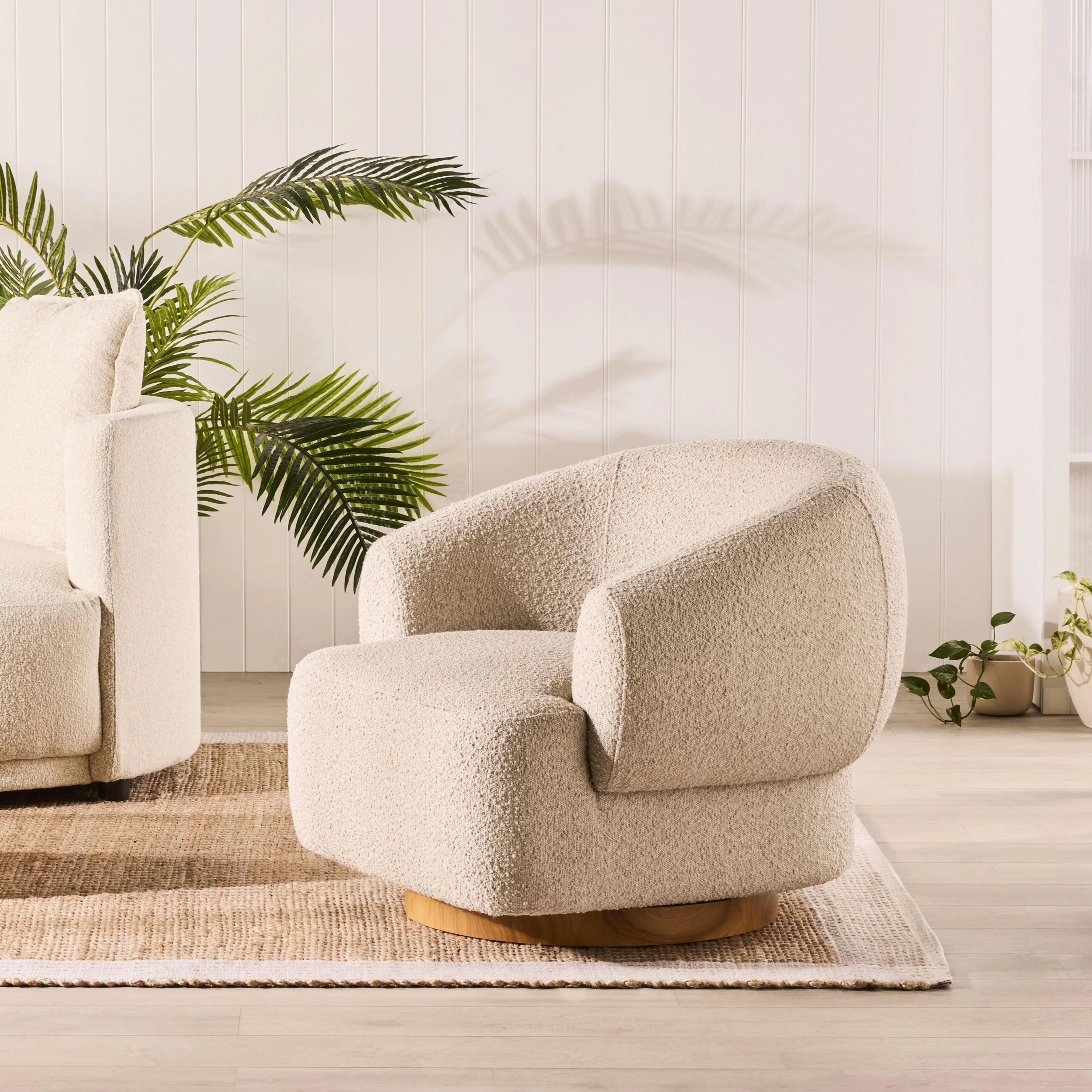 Lyra Swivel Occasional Chair Boucle Cloud Grey - Image 8