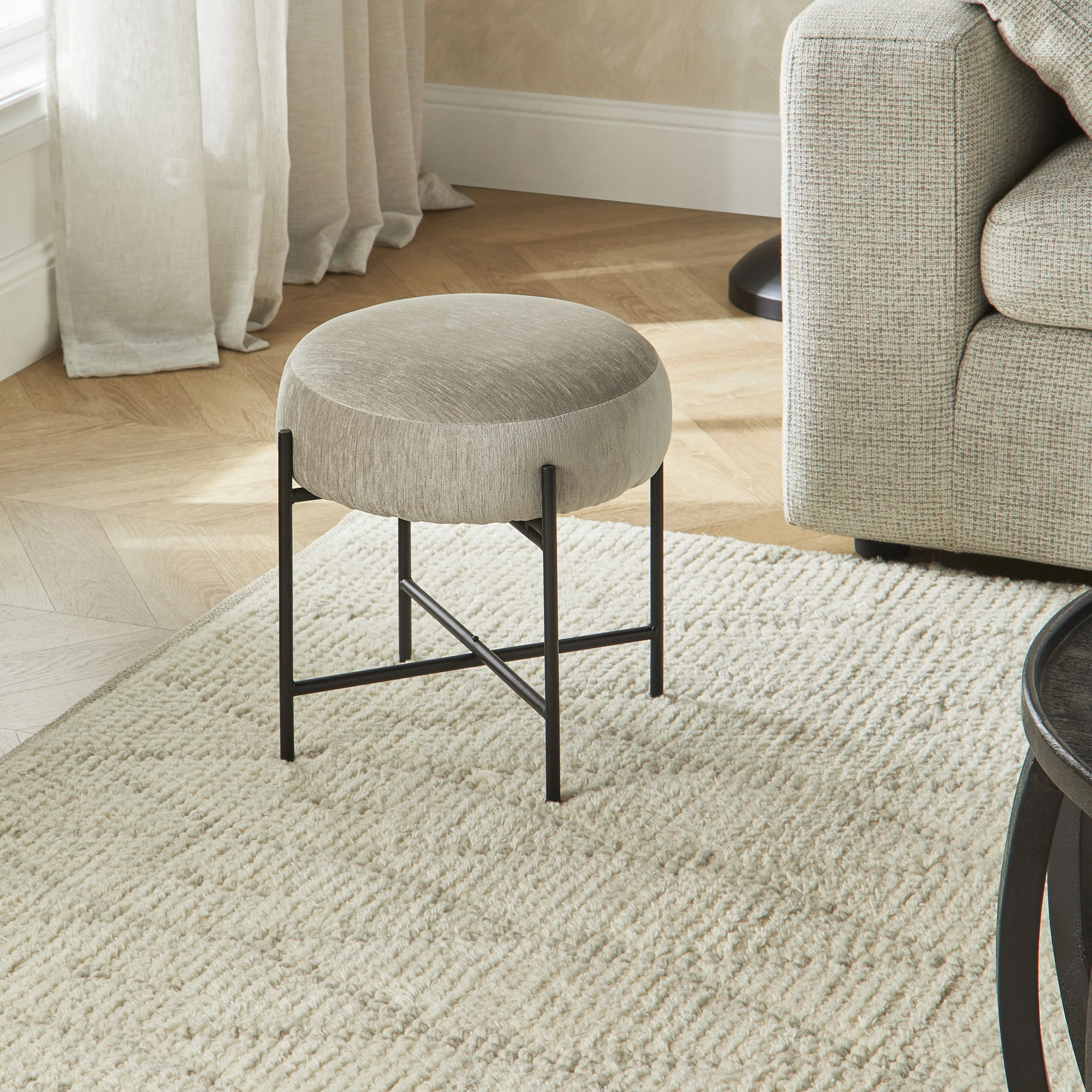 Mads Round Footstool Cascade Champagne - Image 3