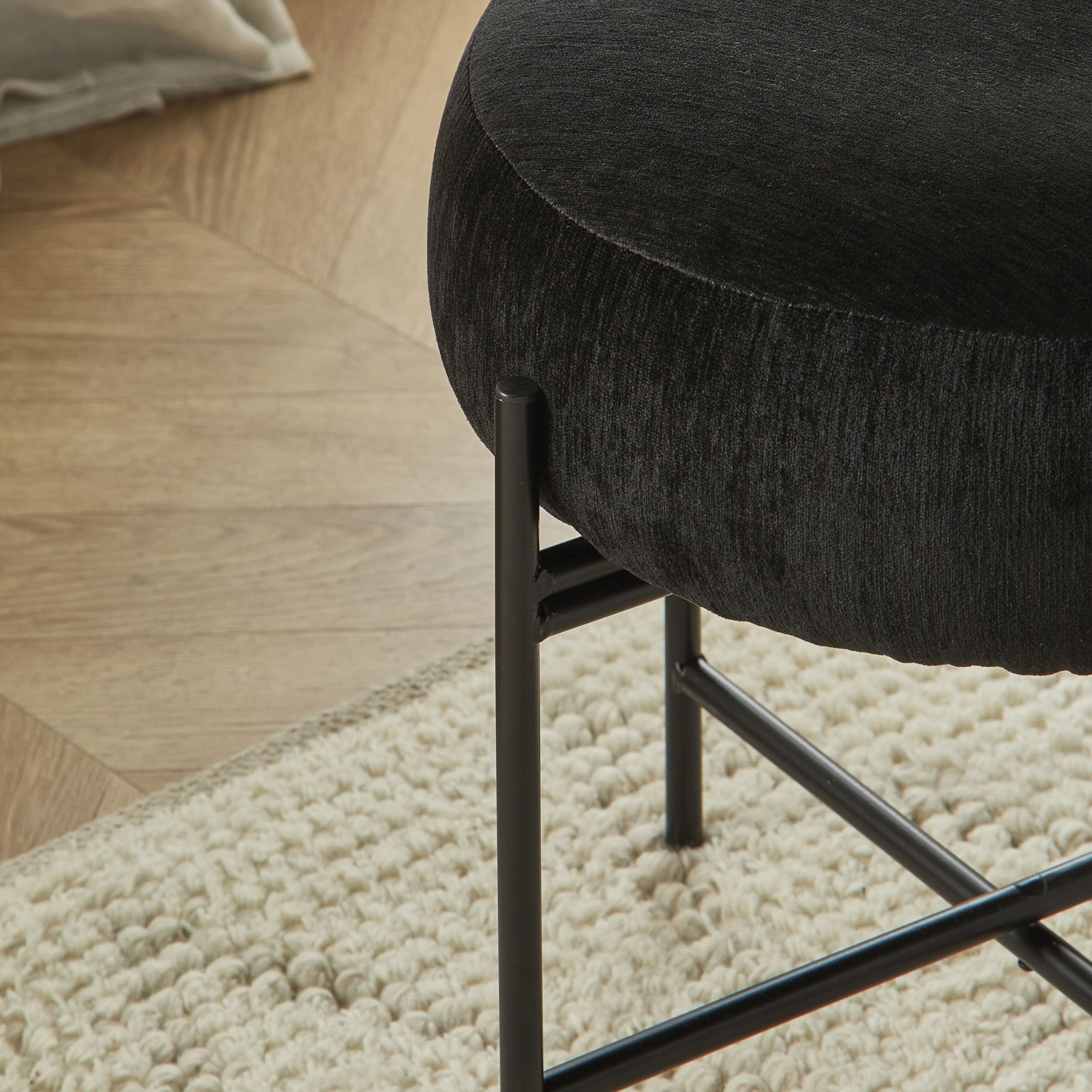 Mads Round Footstool Cascade Ebony - Image 4