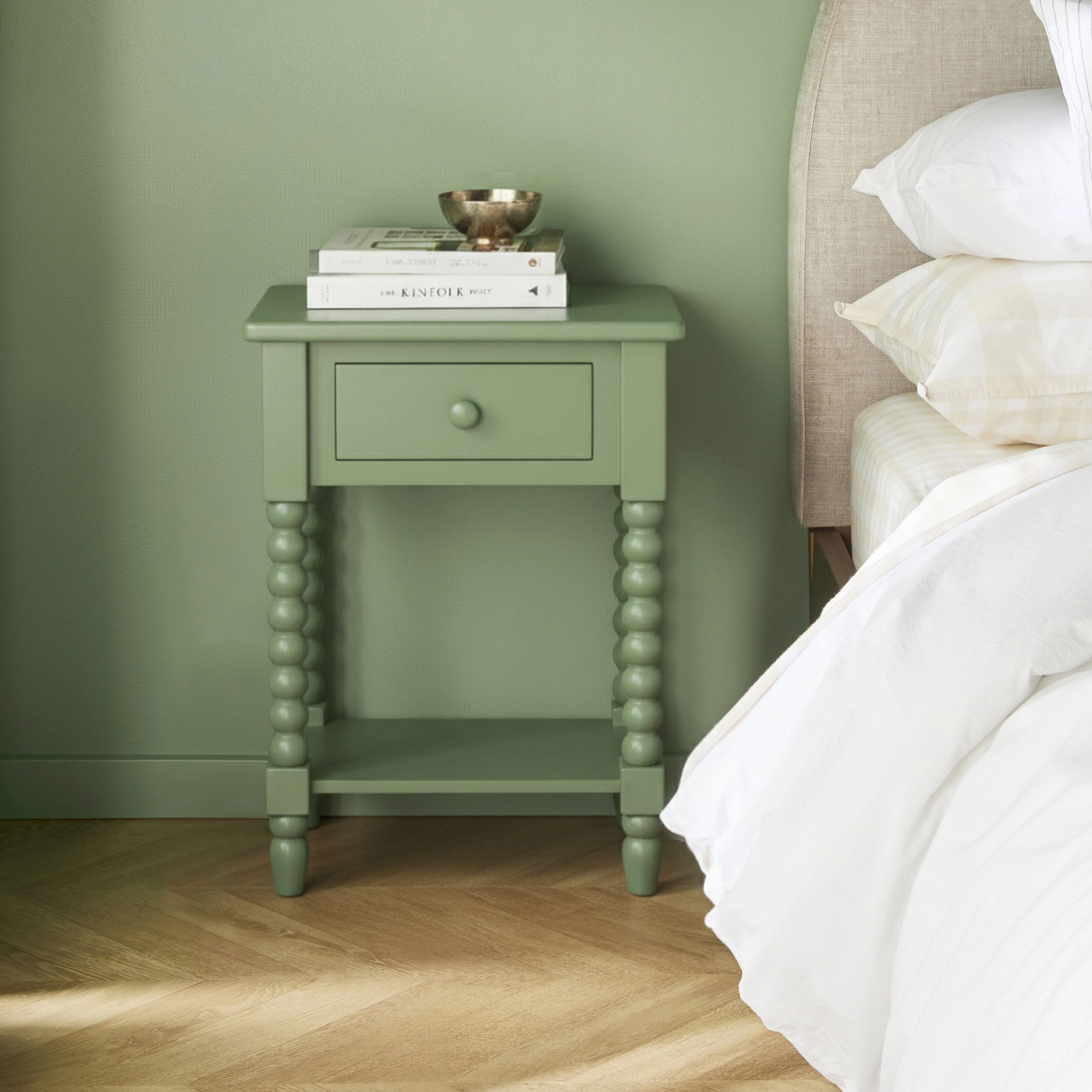Maisie 1 Drawer Bedside Green - Image 6