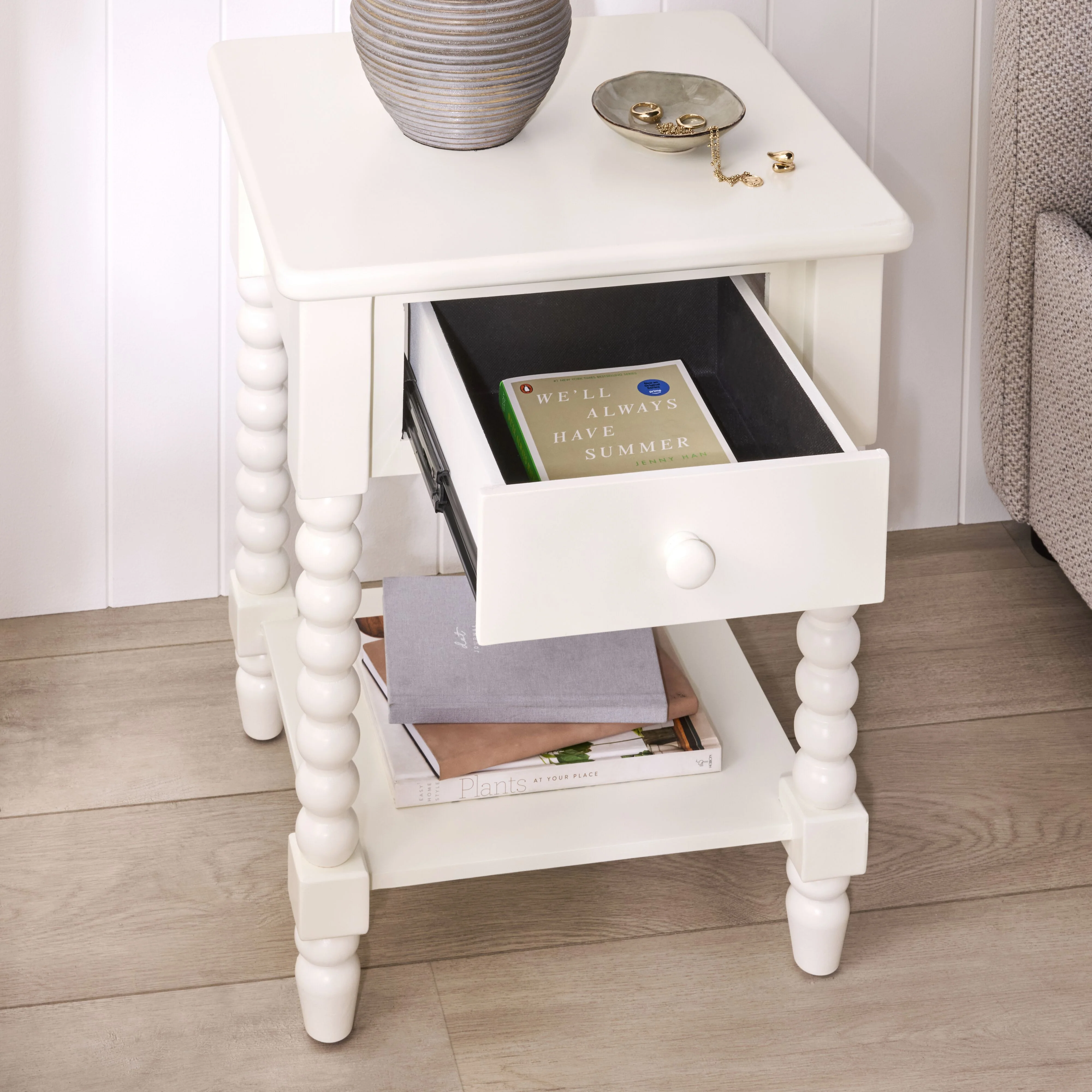 Maisie 1 Drawer Bedside White - Image 10