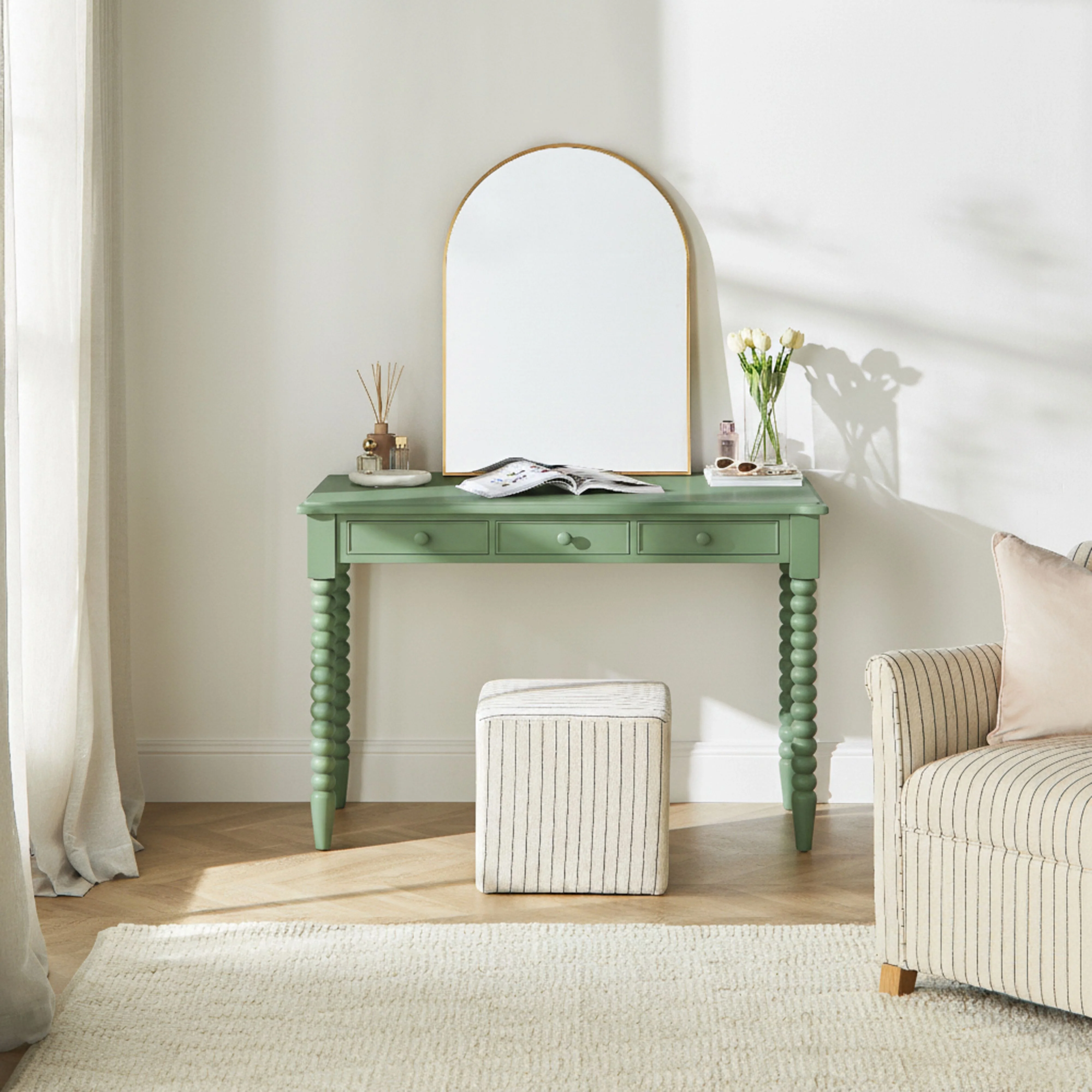Maisie 3 Drawer Desk Green - Image 6